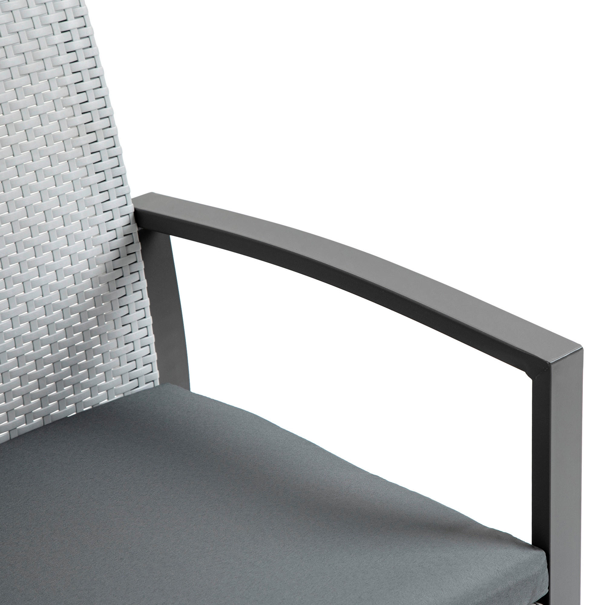 Outsunny Sitzgruppe schwarz Kunststoff B/H/L: ca. 58x58x84 cm Gartenmöbelset - schwarz/grau (84,00/58,00/58,00cm) - Outsunny