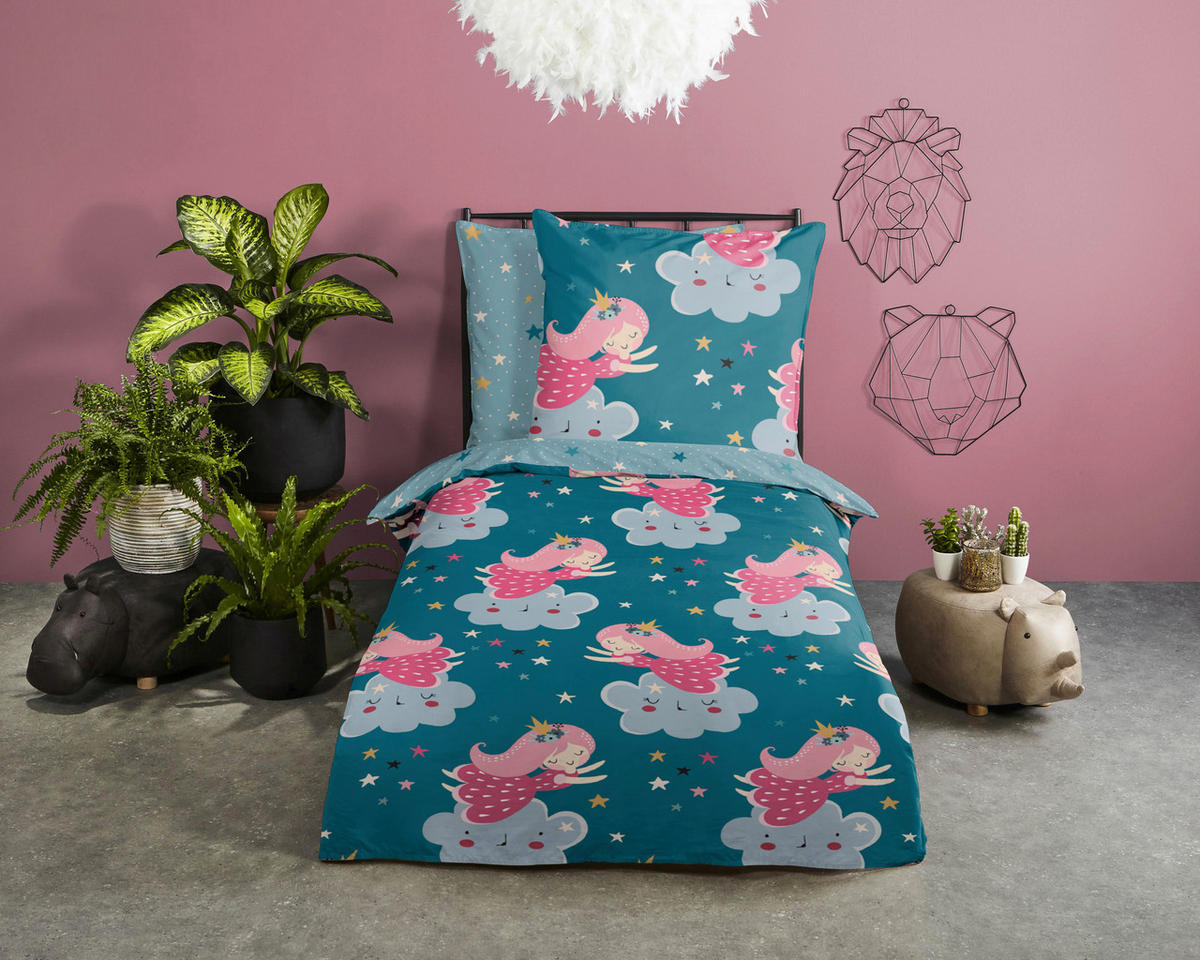 Baumwoll Bettwäsche Princesse Renforce Princesse - petrol (135,00/200,00cm) - Good Morning