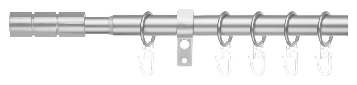 Gardinenstange Zylinder Edelstahloptik Metall D: ca. 2 cm ausziehbar von ca. 130 bis 240 cm 1.0 Läufe Zylinder - Edelstahloptik (2,00cm) - LICHTBLICK