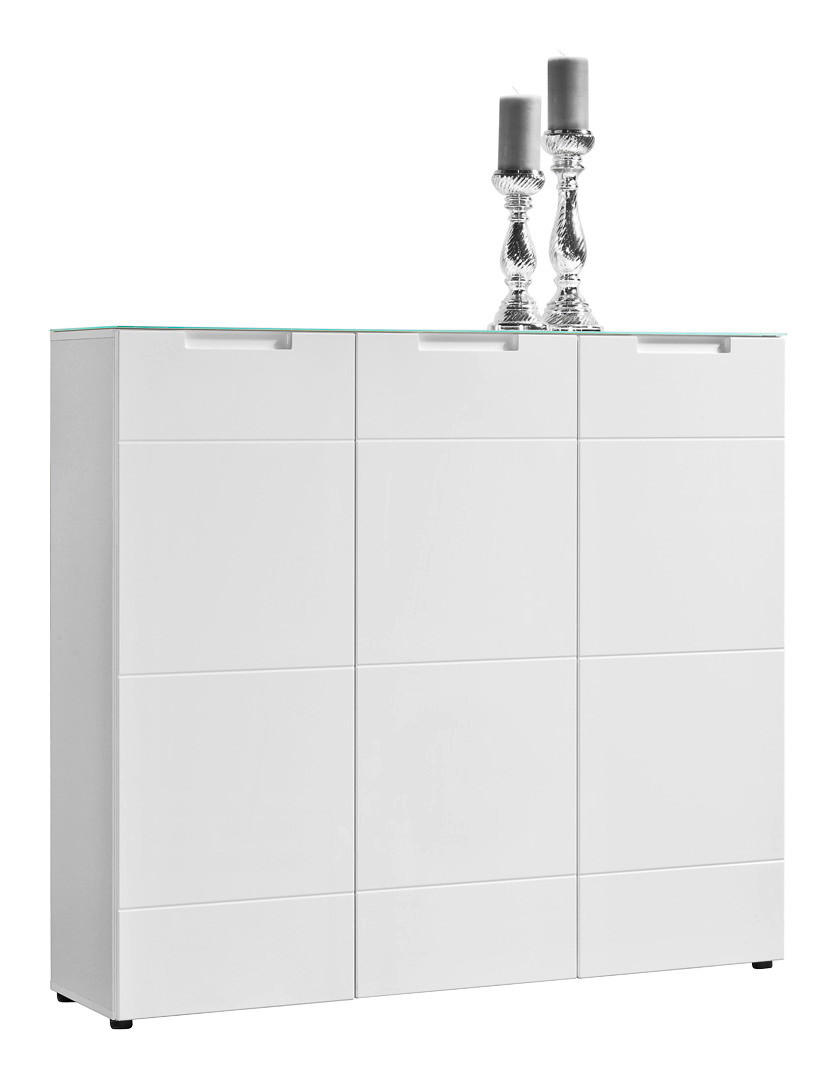 Kommode Mailand 13 weiß weiß Hochglanz B/H/T: ca. 135x120x34 cm Mailand 13 - weiß (135,00/120,00/34,00cm)
