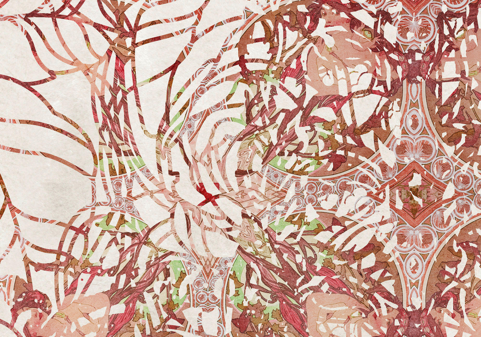 Komar Fototapete Art Nouveau Rouge B/L: ca. 250x280 cm Art Nouveau Rouge - (250,00/280,00cm) - Komar