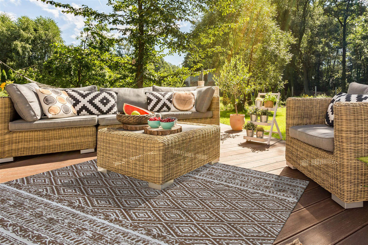 Kayoom Flachgewebeteppich Sunny 110 braun B/L: ca. 120x170 cm Sunny 110 - braun (120,00/170,00cm) - Kayoom