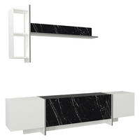 Wohnwand Veyron weiß Marmoroptik schwarz B/H/T: ca. 180x45x32 cm Veyron - weiß/Marmoroptik (180,00/45,00/32,00cm) - moebel17