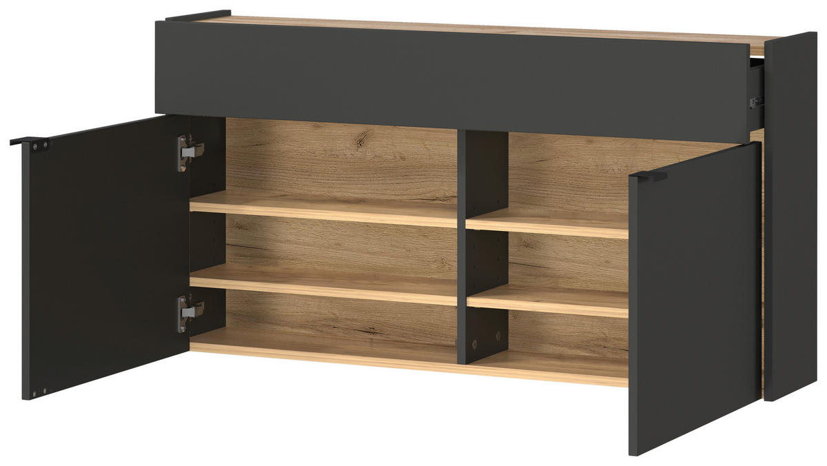 Garderobe 7939-549 B/H/T: ca. 140x200x22 cm 7939-549 - Eiche/Graphit (140,00/200,00/22,00cm) - Germania