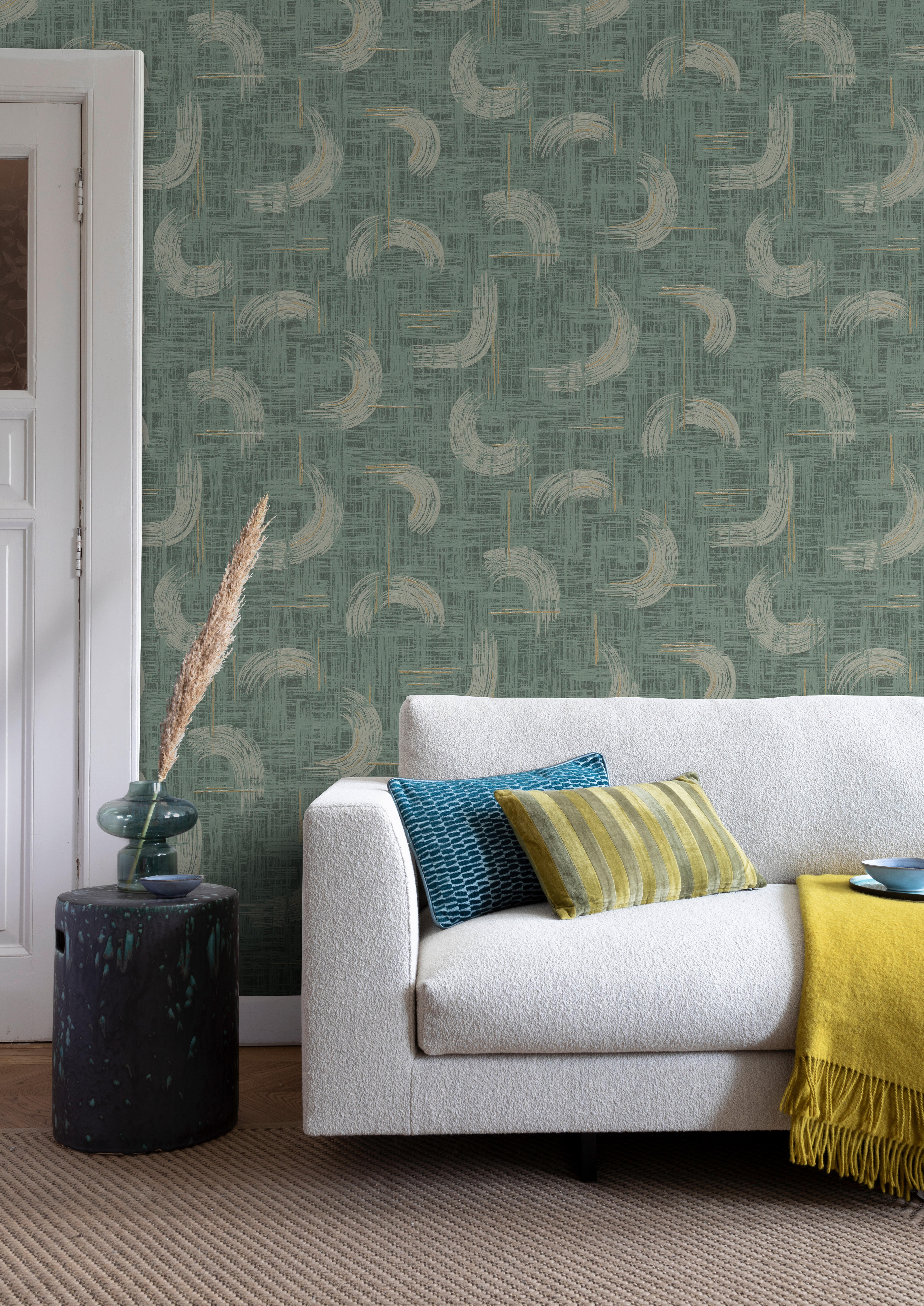 Thumbnail - Vliestapete Grafik dunkelgrün B/L: ca. 53x1005 cm