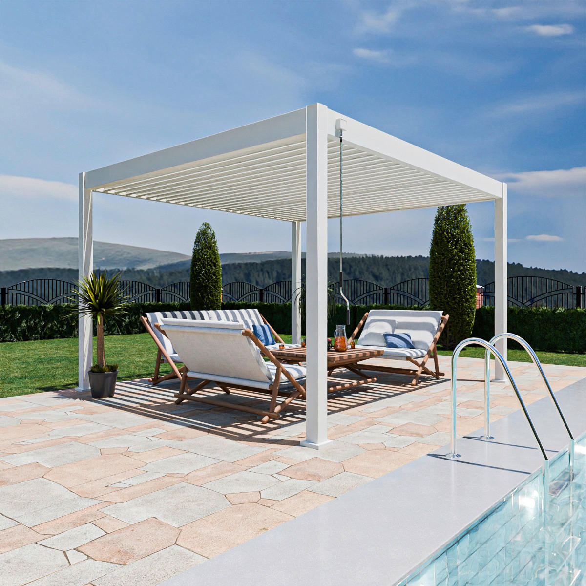 PergoLine Pergola Superior weiß Aluminium B/H/L: ca. 400x255x360 cm Superior - weiß (360,00/400,00/255,00cm) - PergoLine