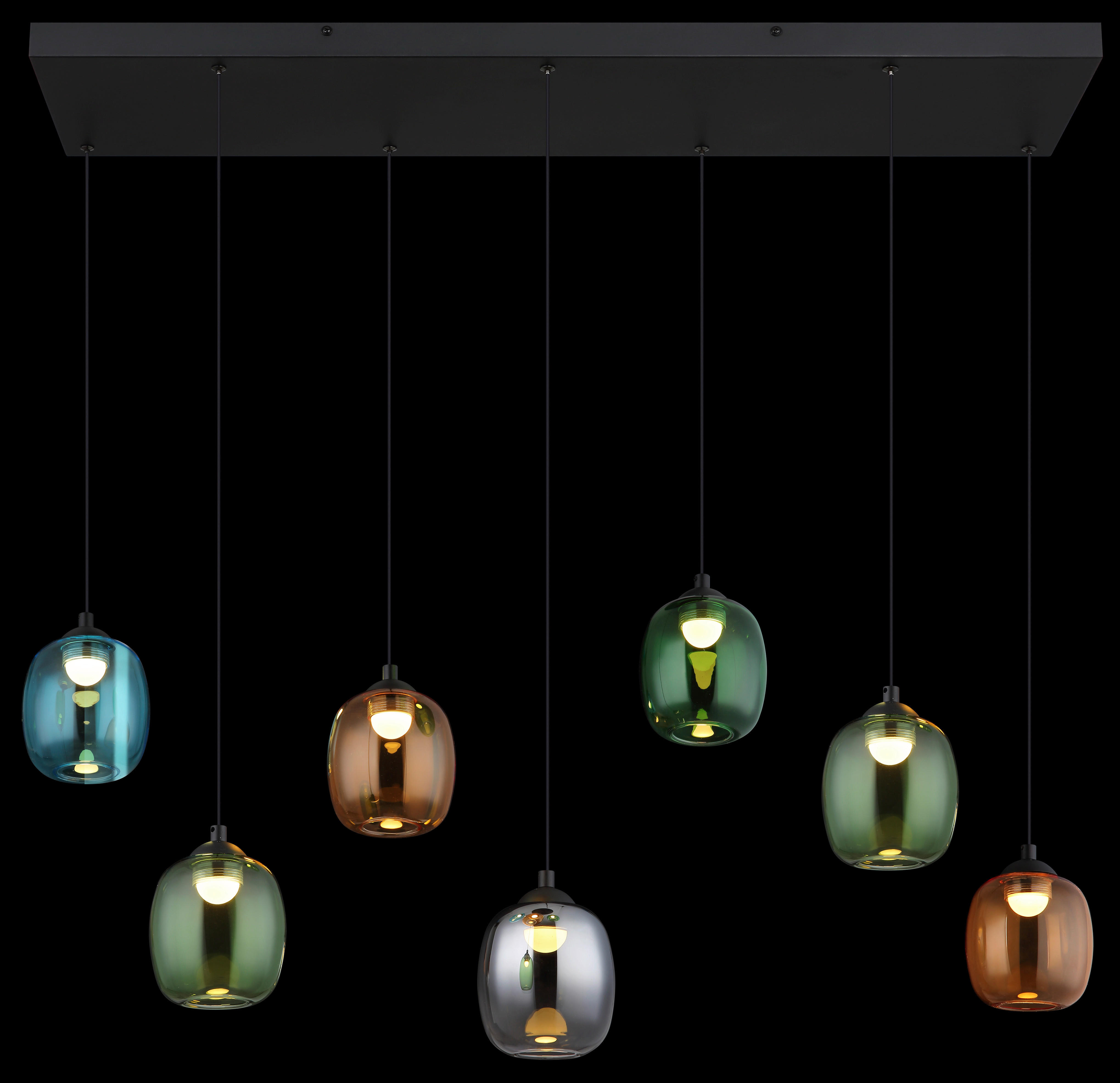 GLOBO LED-Pendelleuchte MINARA 31470708 bunt schwarz Glas Kunststoff Metall B/H/L: ca. 102x150x32 cm 1.0 Brennstellen MINARA - bunt/schwarz (32,00/102,00/150,00cm) - GLOBO