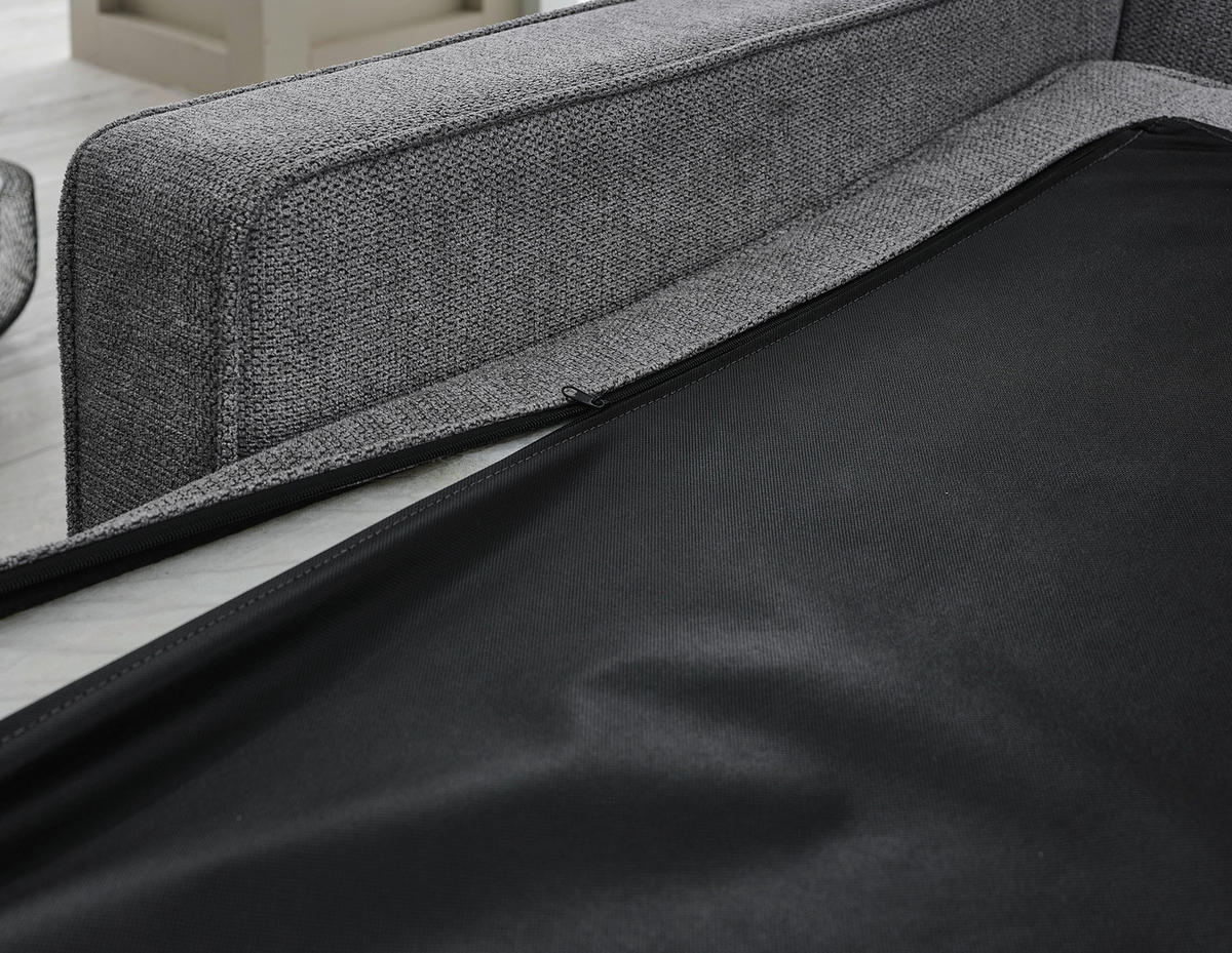 Ecksofa hellgrau Microfaser B/H/T: ca. 238x67x185 cm Pirlo_2S-OT_Ecksofa - hellgrau/schwarz (238,00/67,00/185,00cm)