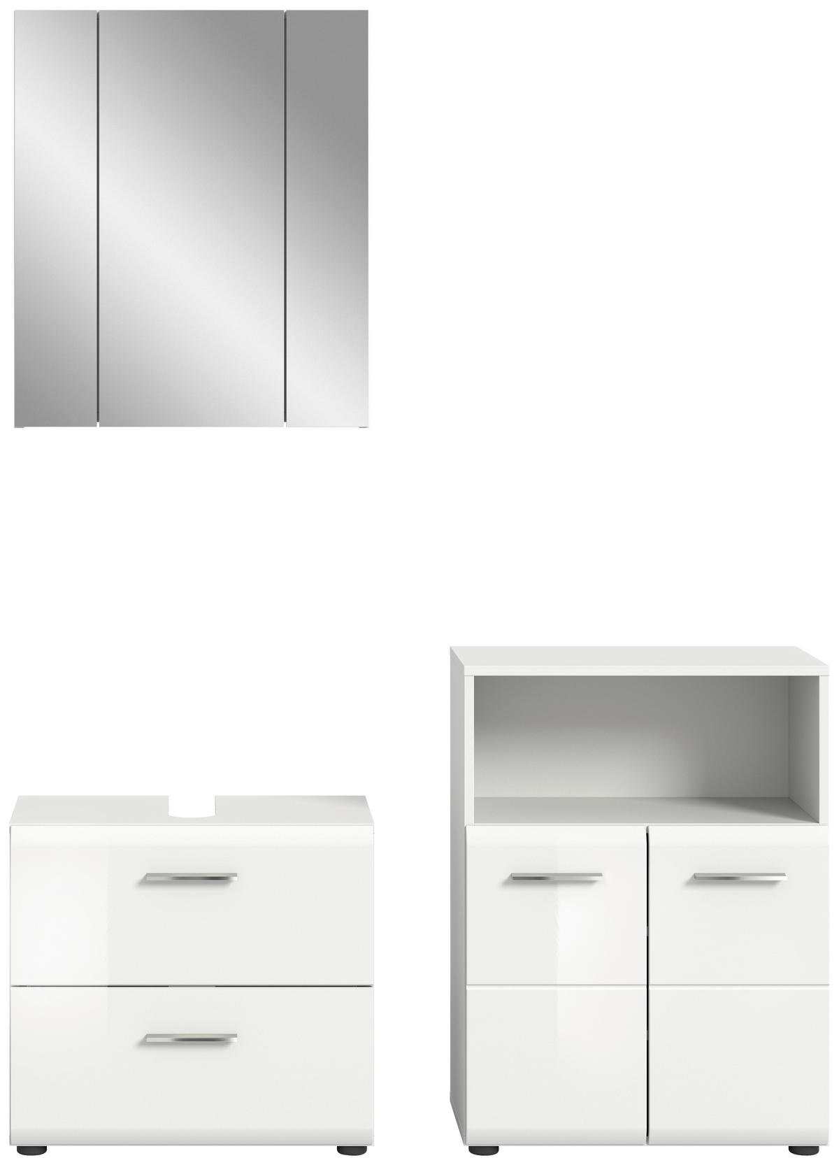 Badezimmer-Set ICE weiß weiß Hochglanz B/H/T: ca. 135x190x32 cm ICE - weiß (135,00/190,00/32,00cm) - xonox.home