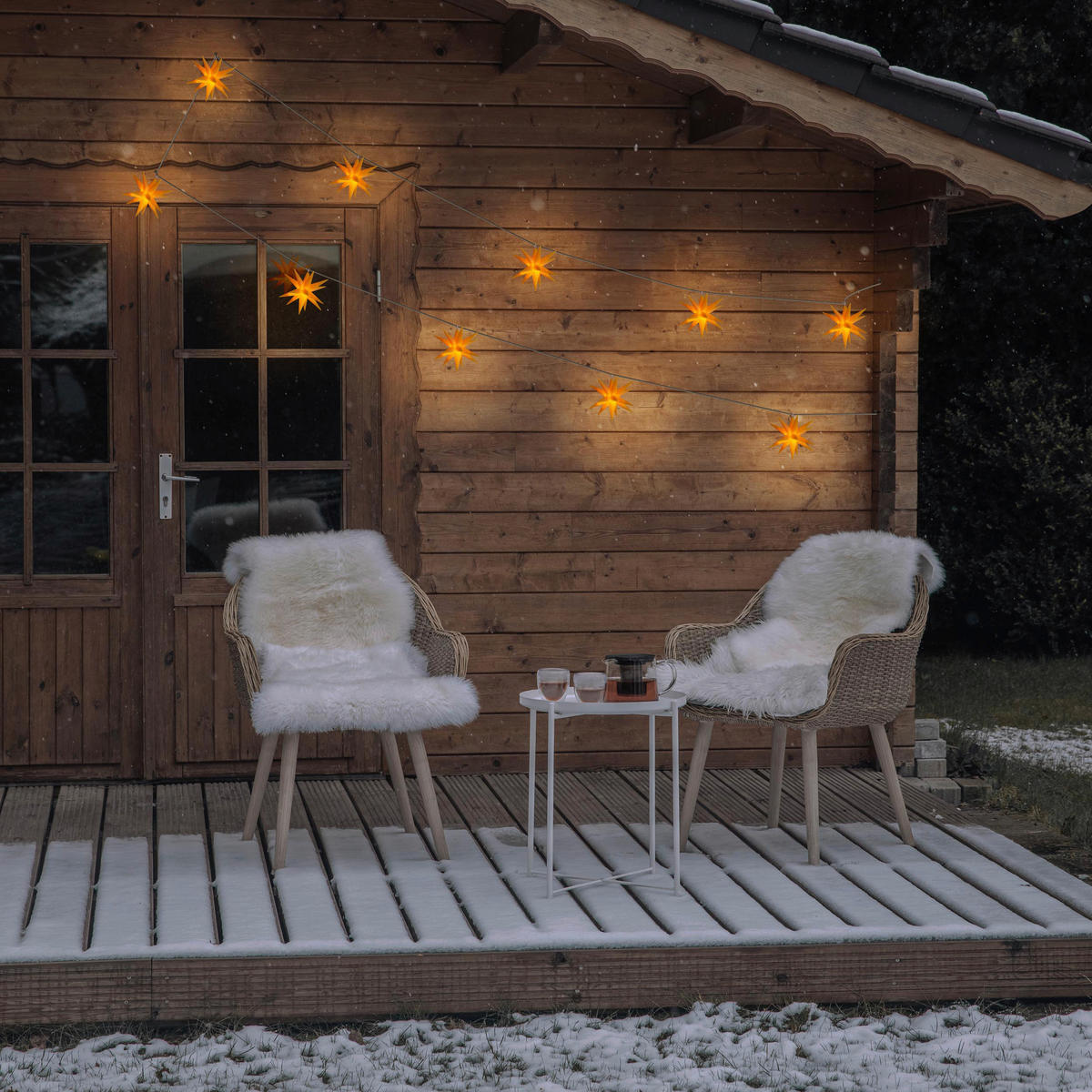 Näve Leuchten LED-Lichterkette gelb Kunststoff B/H/T: ca. 12x12x740 cm LED-Lichterkette 3D-STERNE - gelb (12,00/12,00/740,00cm) - Näve Leuchten