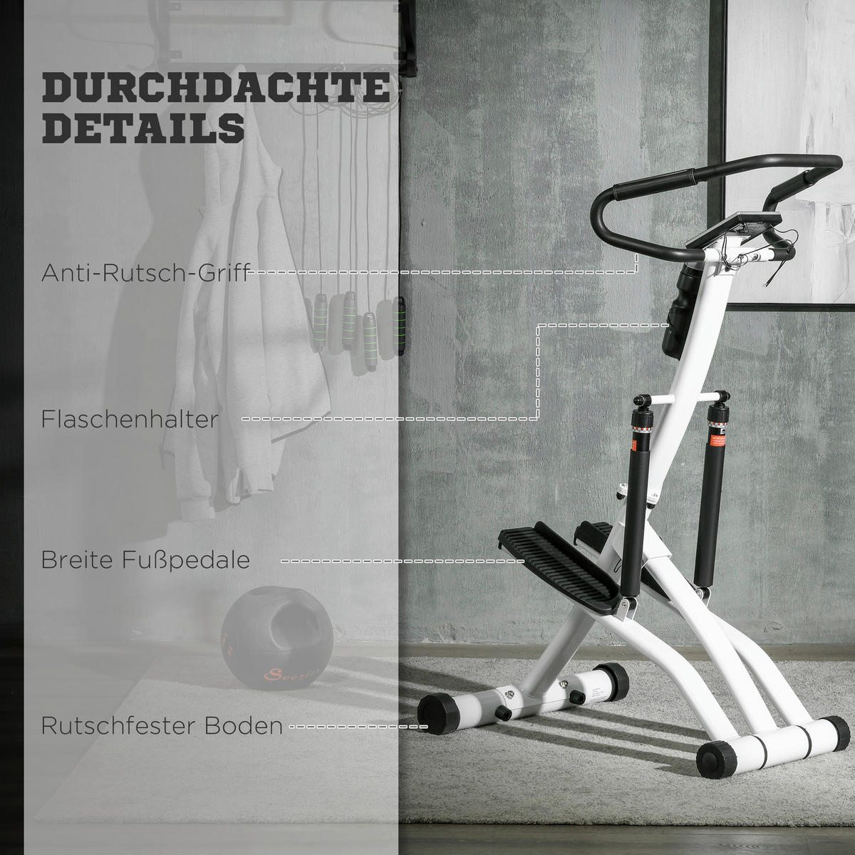 SPORTNOW Fitness-Zubehör weiß Polypropylen B/H/L: ca. 61x80x134 cm Stepper - weiß/schwarz (134,00/61,00/80,00cm) - SPORTNOW