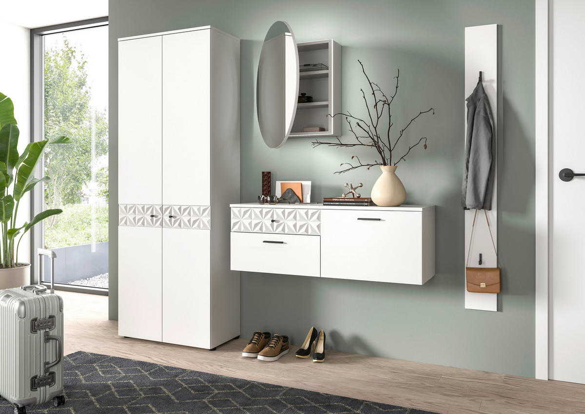 Garderobe Prisma weiß weiß Hochglanz B/H/T: ca. 226x192x34 cm Prisma - weiß (226,00/192,00/34,00cm) - xonox.home