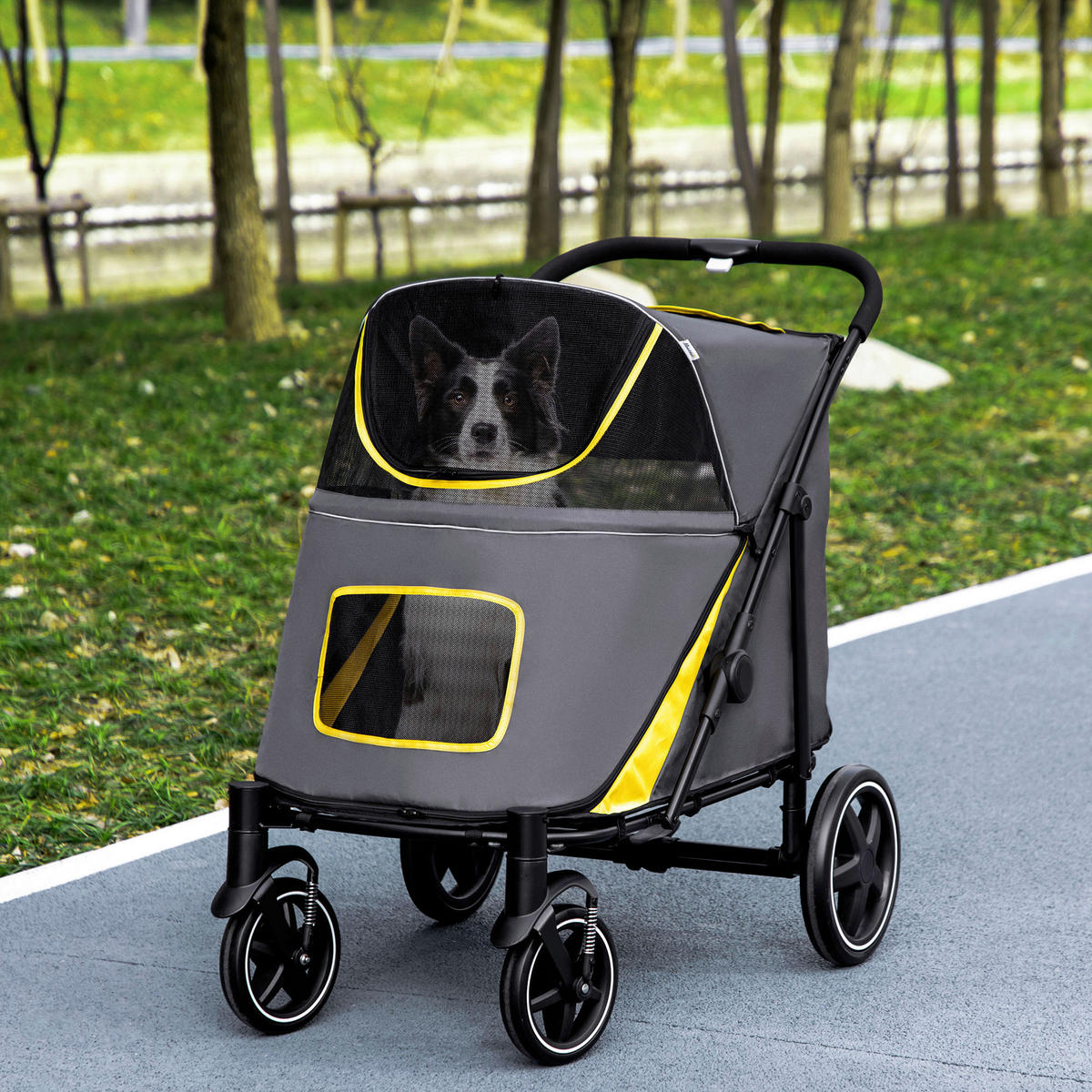 PawHut Hunde-Zubehör dunkelgrau Polypropylen B/H/L: ca. 65x112x100 cm Hundebuggy - dunkelgrau (100,00/65,00/112,00cm) - PawHut