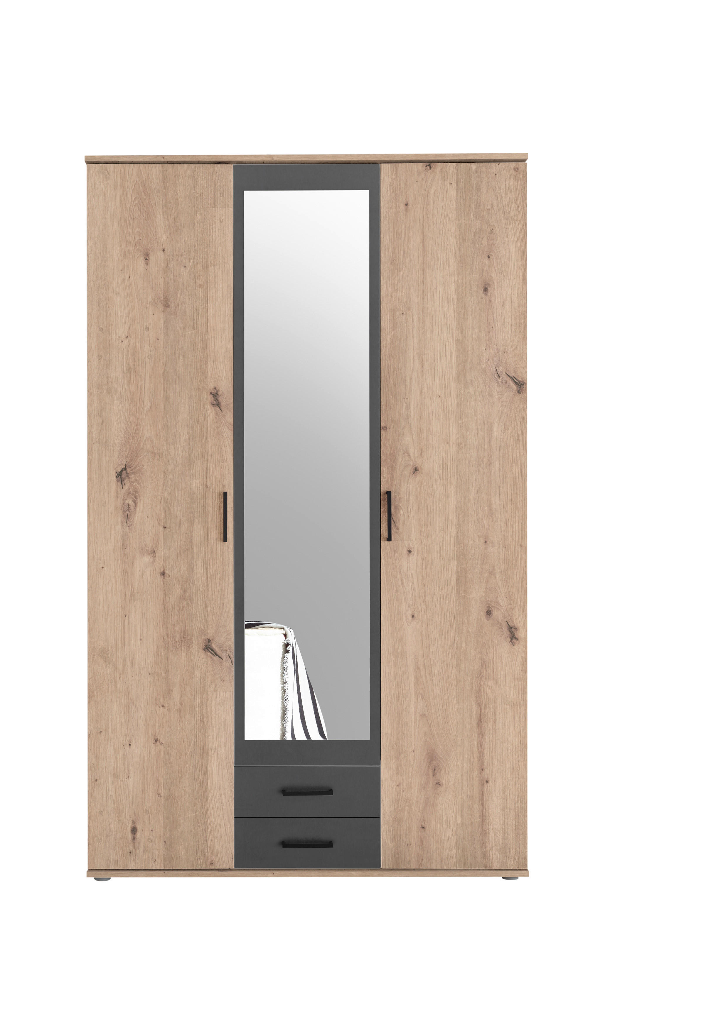 Kleiderschrank Eiche Artisan Nachbildung B/H/T: ca. 120x197x54 cm Chicago_Kleiderschrank - Eiche/Graphit (120,00/197,00/54,00cm)