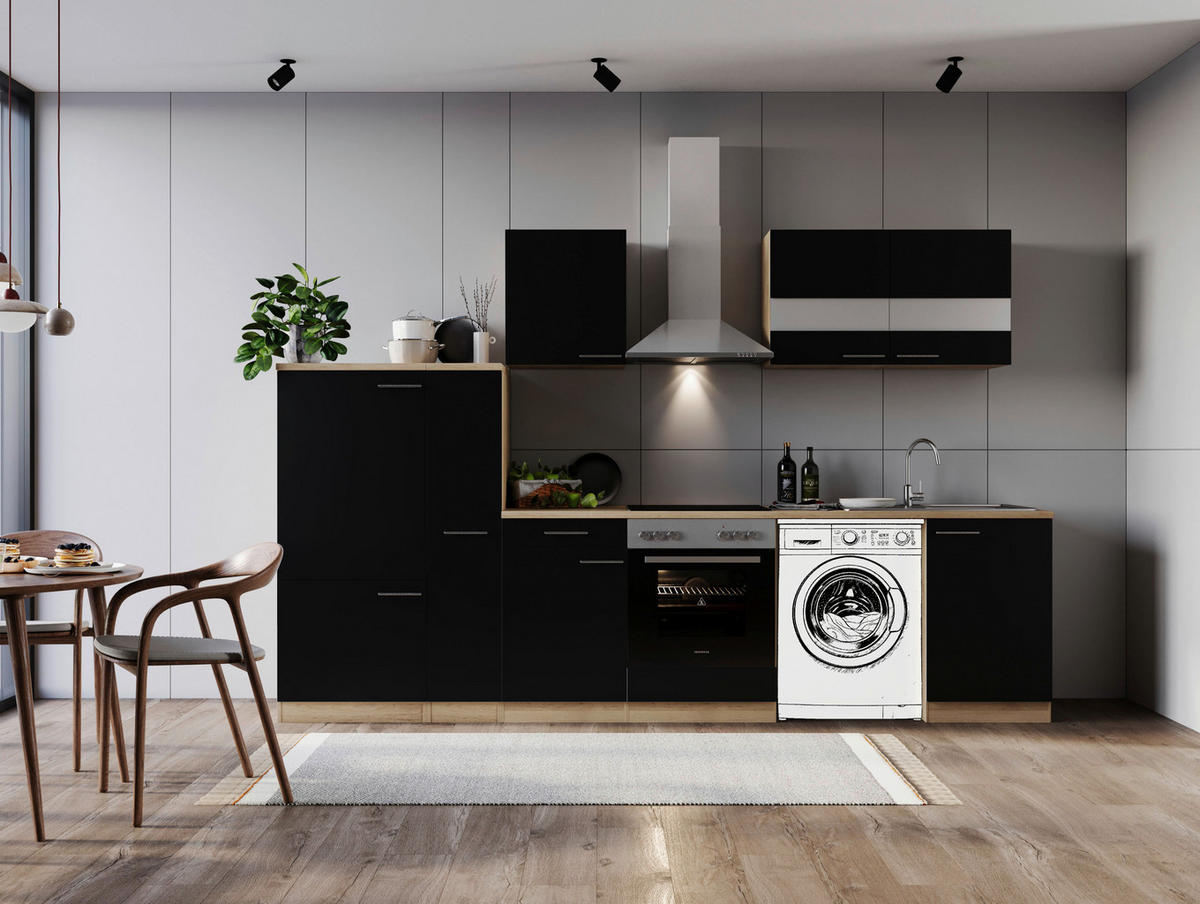 Respekta Küchenblock Merle schwarz B/H/T: ca. 310x200x60 cm Merle - Eiche/schwarz (310,00/200,00/60,00cm) - Respekta