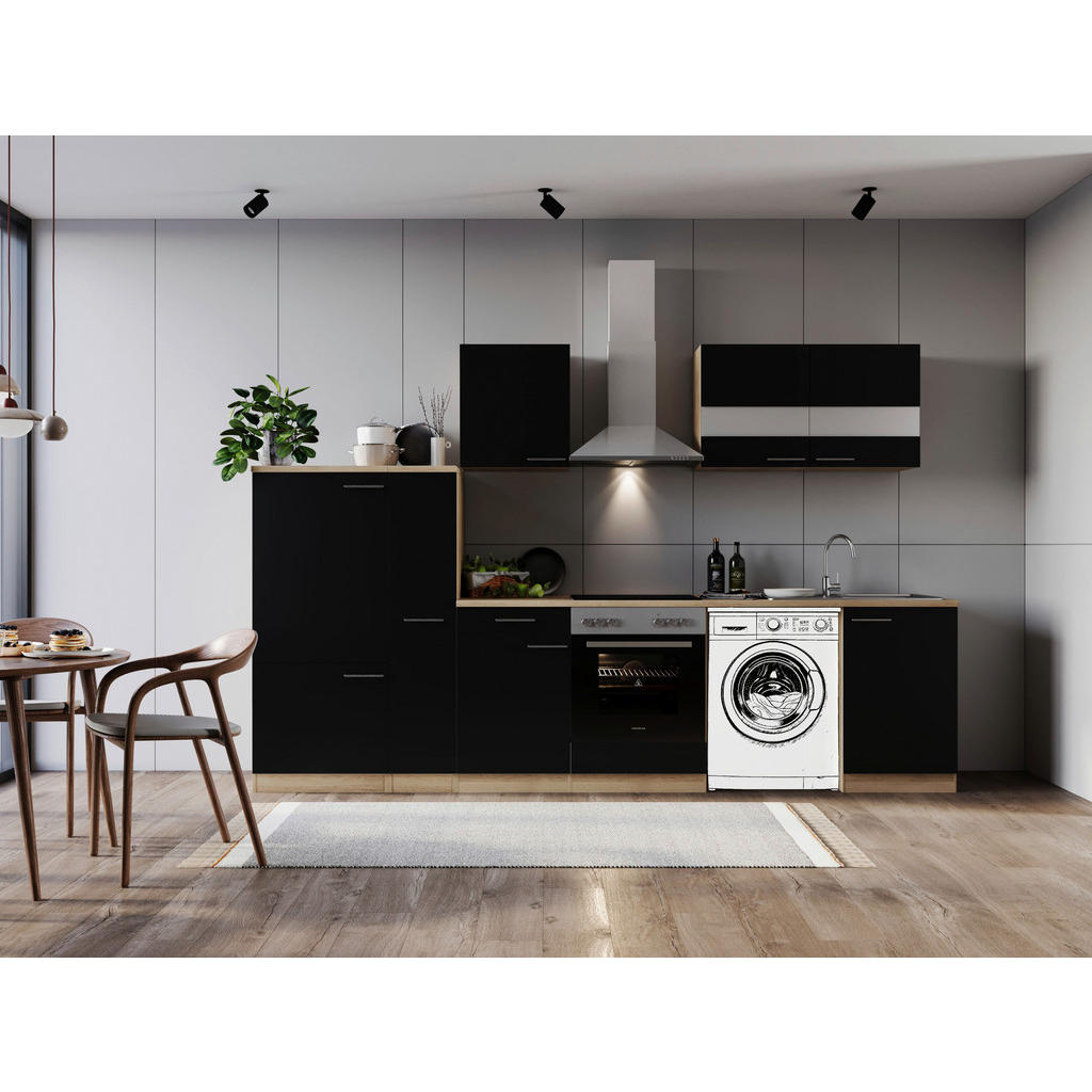 Thumbnail - Respekta Küchenblock Merle schwarz B/H/T: ca. 310x200x60 cm