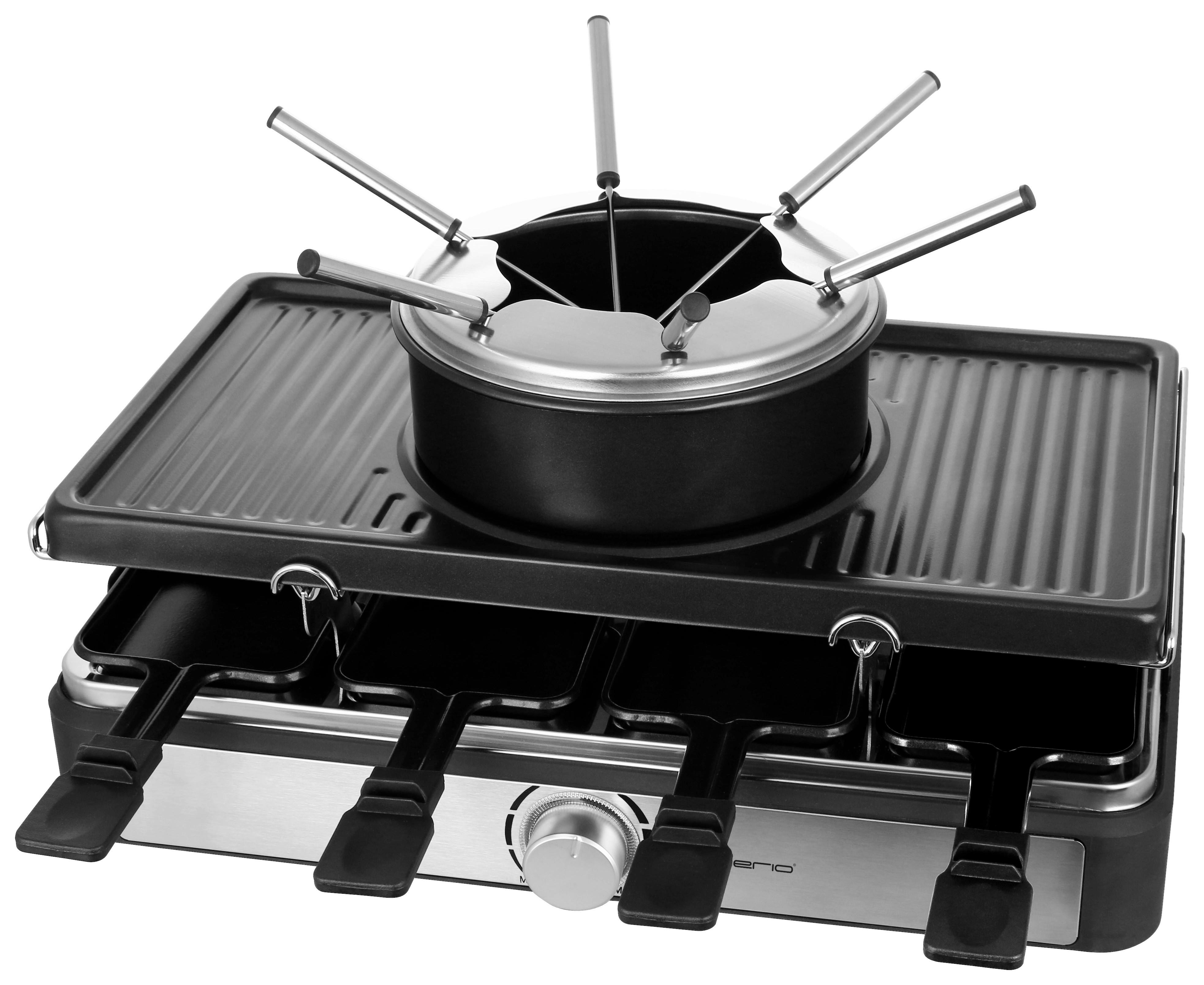 Emerio Raclette-Grill-Fondue-Kombi RG-124930 schwarz B/H/L: ca. 27x16,5x44 cm Raclette-Fondue-Kombi RG-124930 - schwarz/silber (44,00/27,00/16,50cm) - Emerio