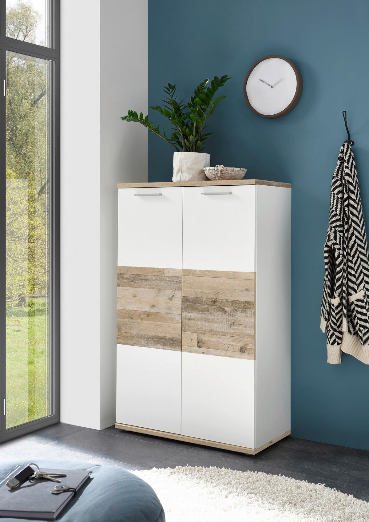 Kommode Hugo weiß Old Wood hell Nachbildung B/H/T: ca. 77x122x38 cm Hugo - weiß (77,00/122,00/38,00cm)