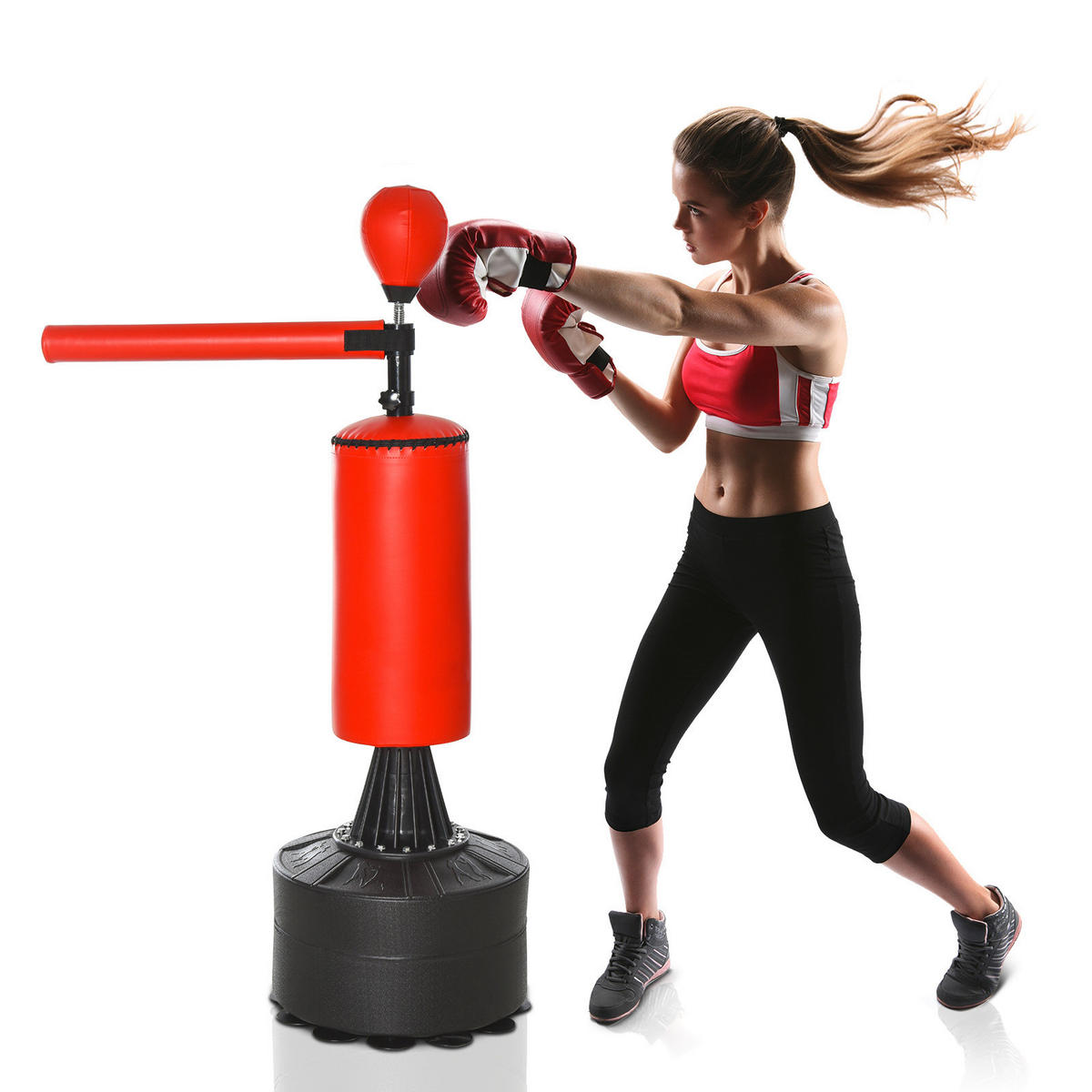 HOMCOM Boxtrainingsgerät Boxtrainingsgerät - rot/schwarz (88,00/160,00/48,00cm) - HOMCOM