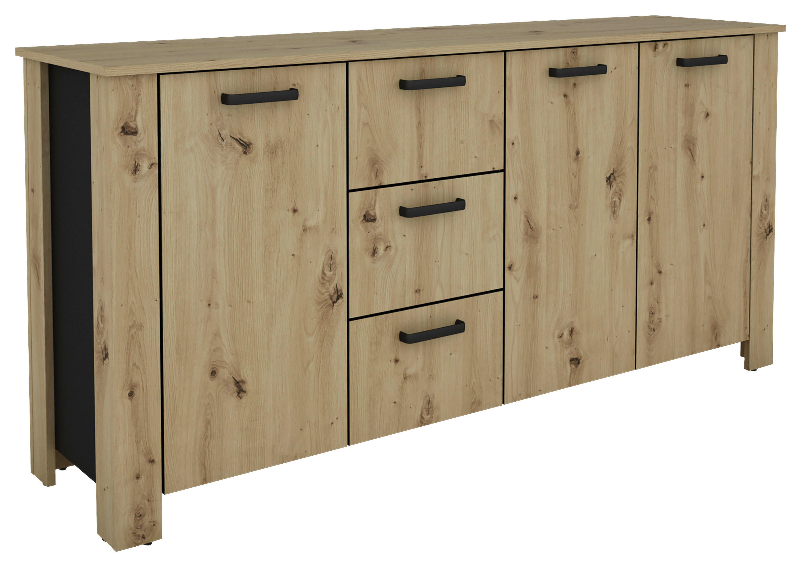 Sideboard FARO Eiche schwarz B/H/T: ca. 160x84x40 cm FARO - Eiche/schwarz (160,00/84,00/40,00cm) - byLIVING
