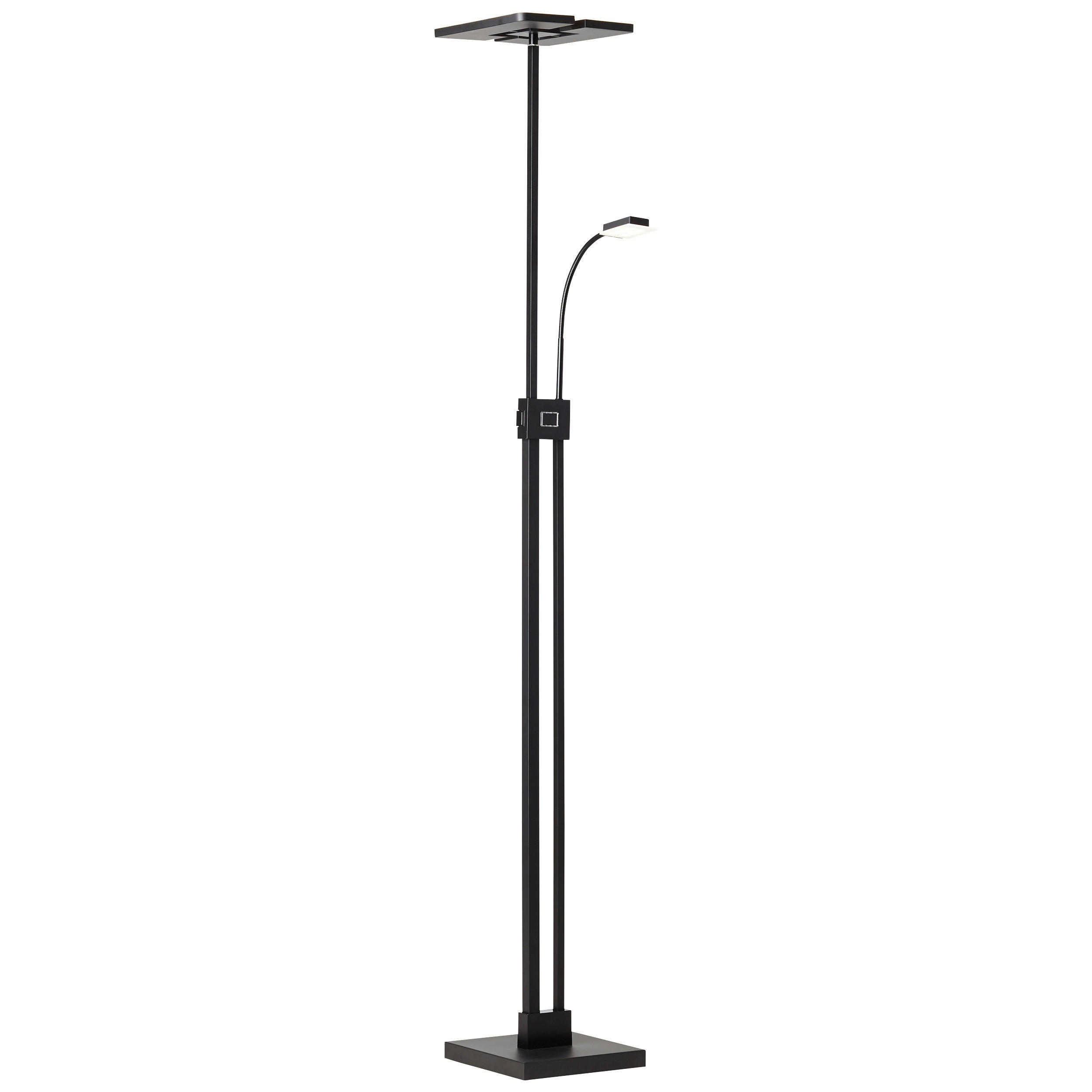 Brilliant Leuchten Stehlampe, Forrester LED Deckenfluter mit Lesearm schwarz