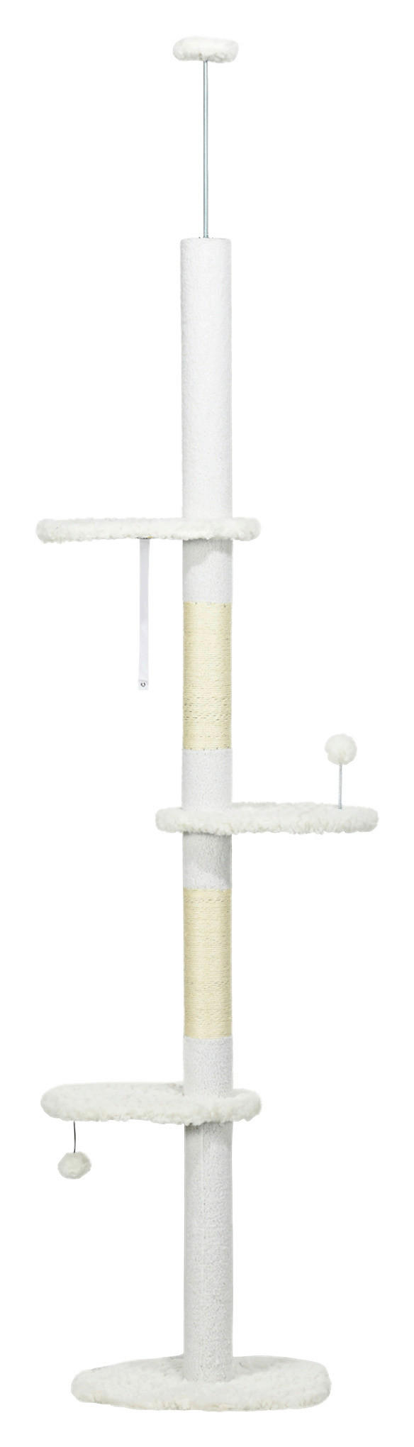 PawHut Kratzbaum weiß Spanplatte B/H/L: ca. 32x255x48 cm Kratzbaum - weiß (48,00/32,00/255,00cm) - PawHut