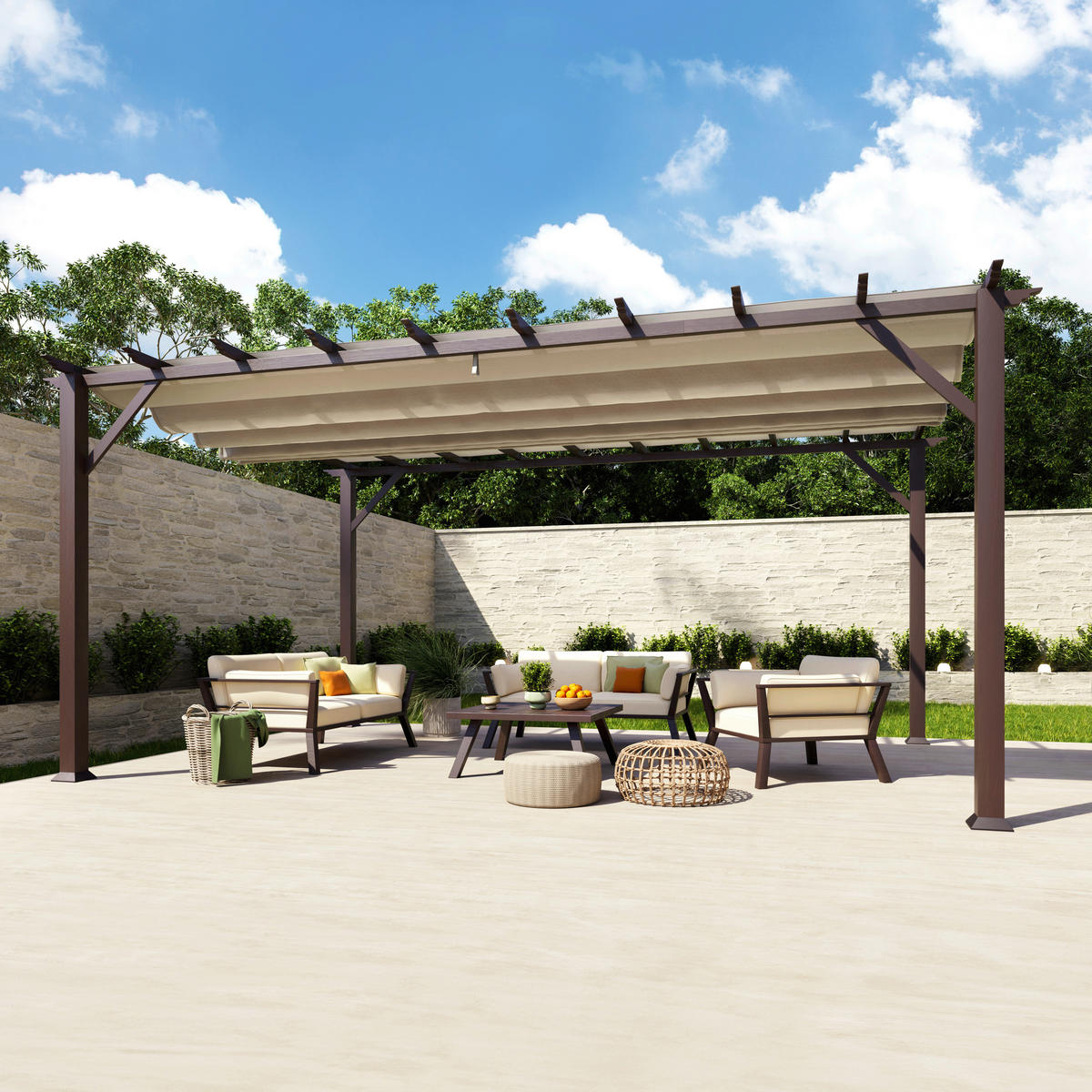 Paragon Outdoor Pavillon Florenz dunkelbraun Metall B/H/L: ca. 505x236x350 cm Florenz - dunkelbraun (350,00/505,00/236,00cm) - Paragon Outdoor