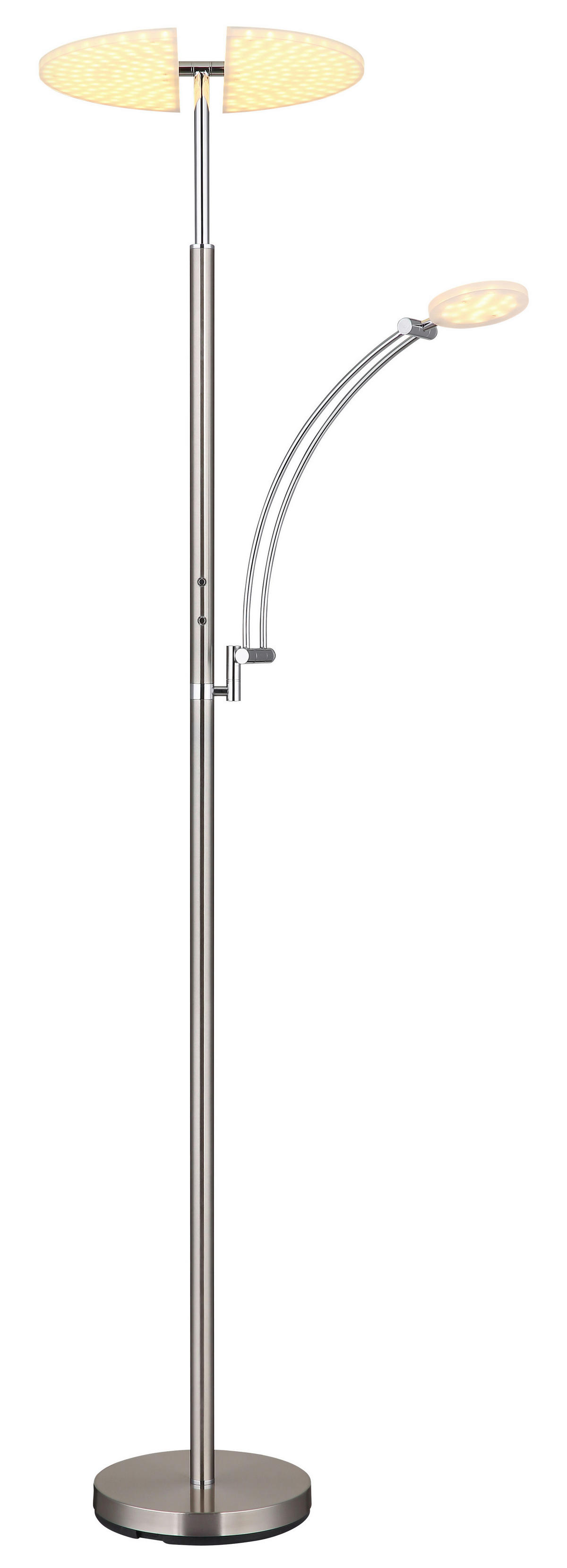 GLOBO LED-Deckenfluter nickel matt Chrom Kunststoff Metall B/H/T: ca. 80x183x40,5 cm 1 Brennstellen TIRANA - nickel matt/Chrom (80,00/183,00/40,50cm) - GLOBO