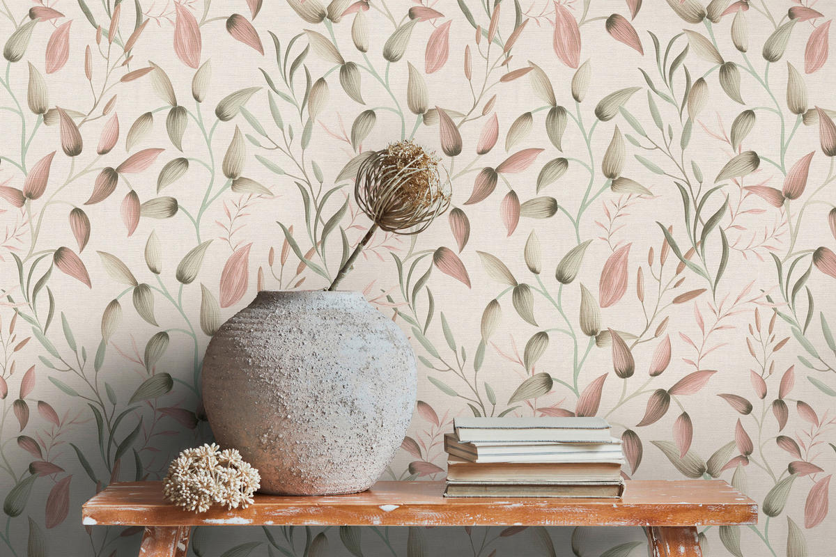 A.S.Creation Vliestapete creme rosa B/H/D: ca. 53x1005x8,2 cm Vliestapete - creme/rosa (8,20/1005,00cm) - A.S.Creation