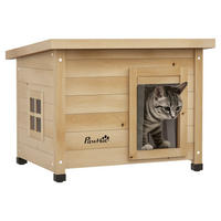 PawHut Katzenhaus gelb Holz B/H/L: ca. 45x43x57 cm Katzenhaus - gelb (57,00/45,00/43,00cm) - PawHut