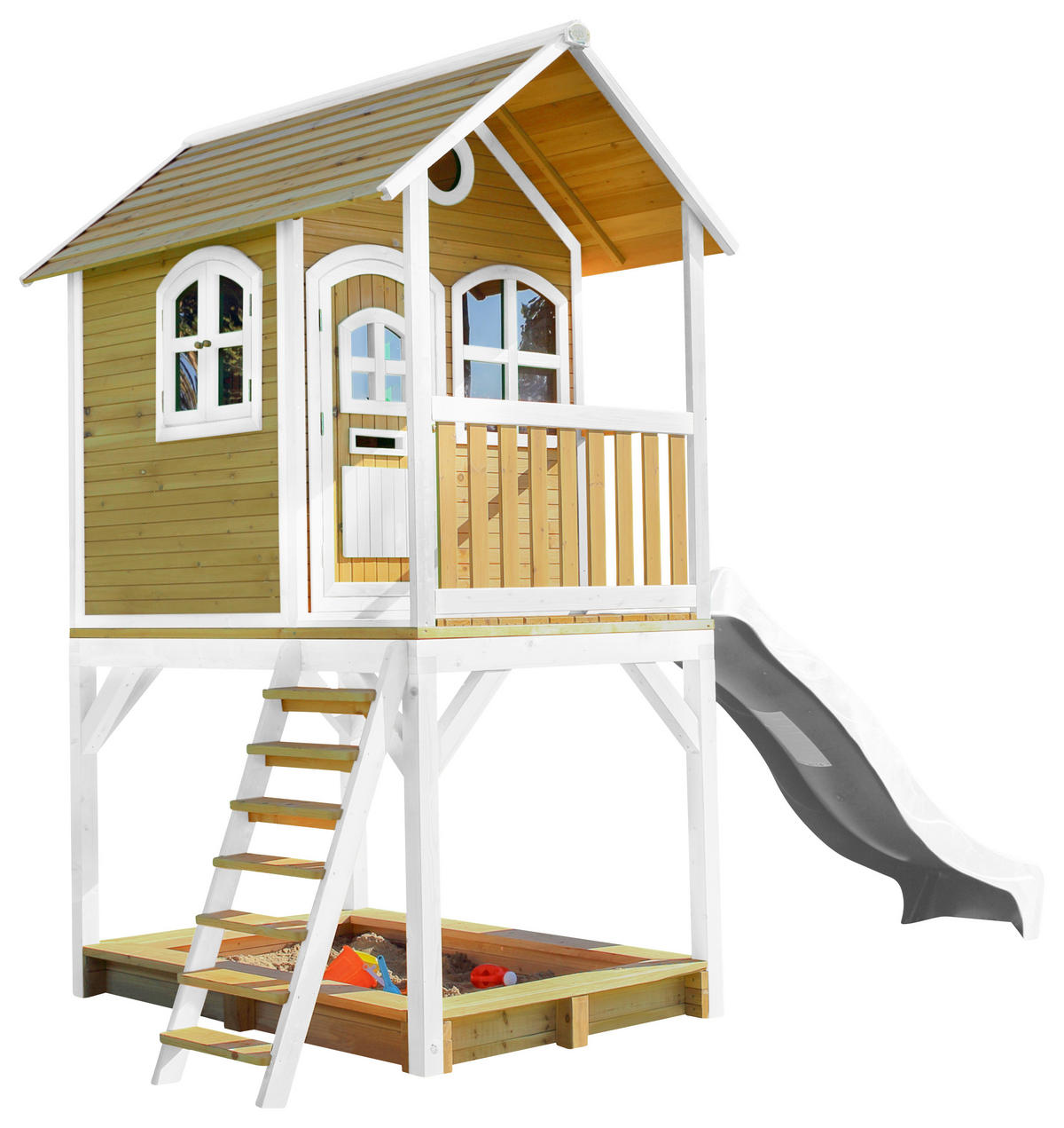 AXI Spielhaus Sarah braun B/H/L: ca. 370x291x191 cm Sarah - braun/weiß (191,00/370,00/291,00cm) - AXI