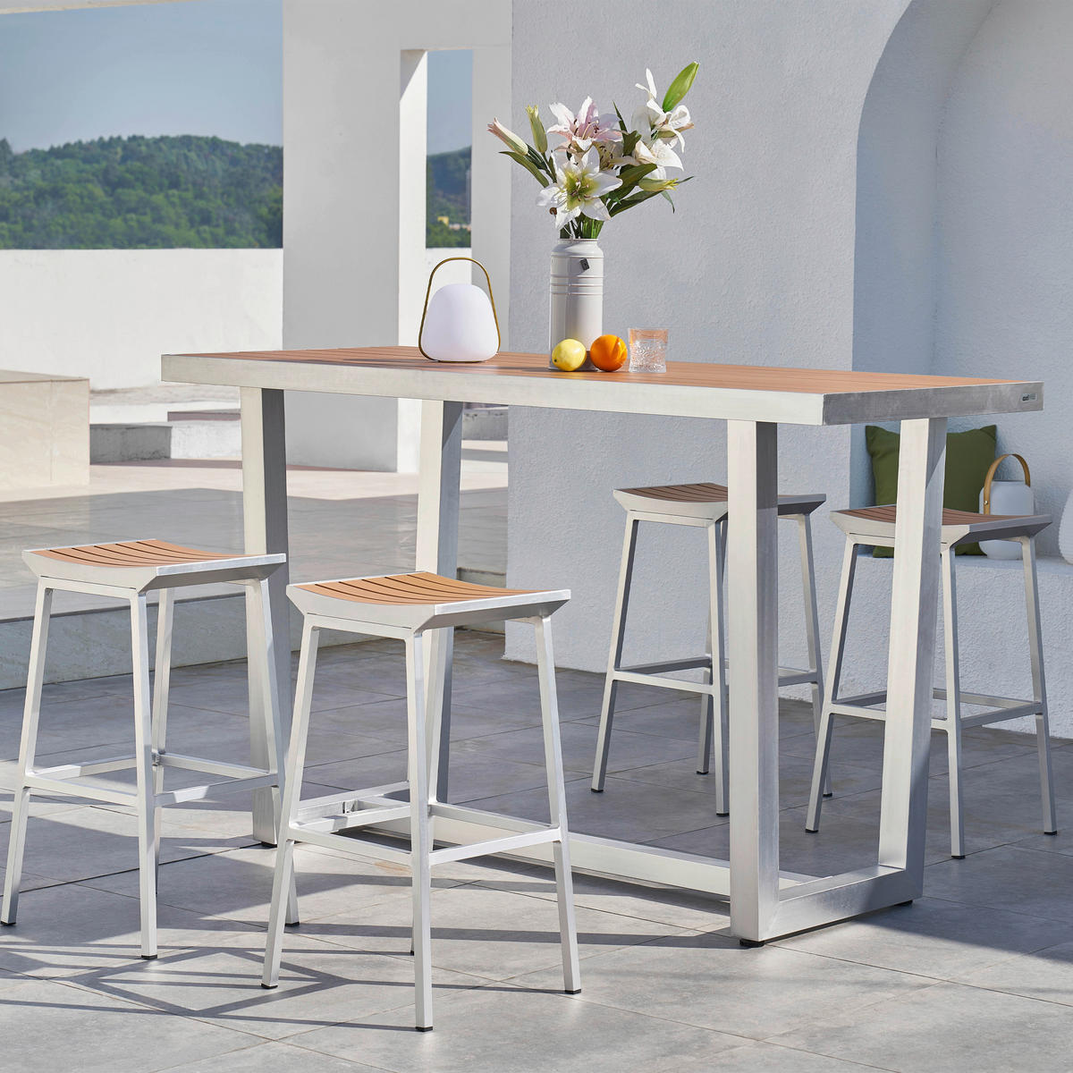 AXI Outdoor Living Gartensitzgruppe James grau Metall B/H/L: ca. 79x110x180 cm James - braun/grau (180,00/79,00/110,00cm) - AXI Outdoor Living