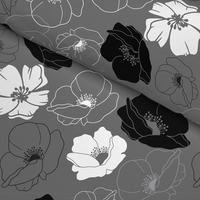 Microfaser Bettwäsche Bettwäsche-Microfaser Blumen grau - weiß/schwarz (135,00/200,00cm) - Sensation