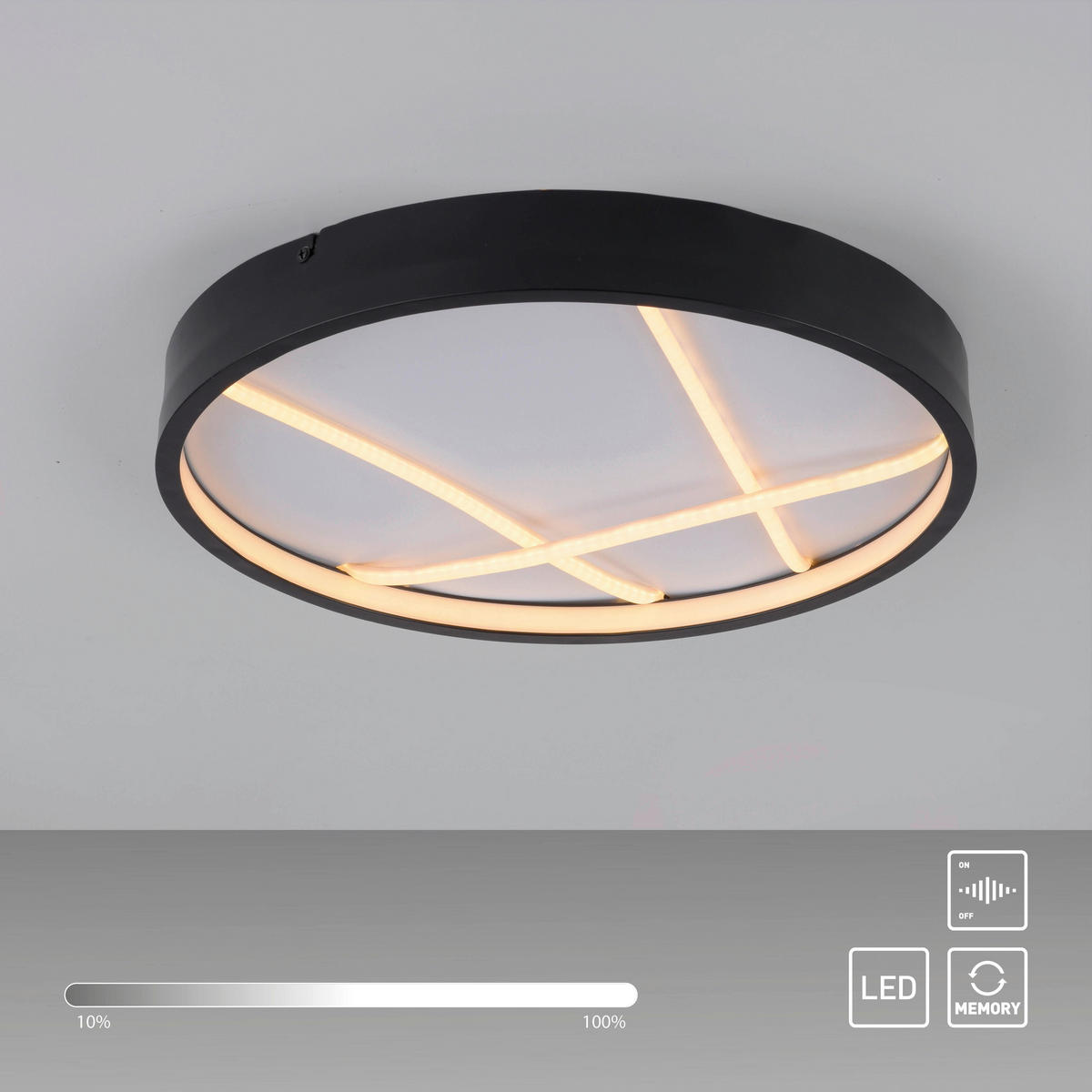 Just Light LED-Deckenleuchte schwarz H/D: ca. 5,3x40 cm LED-Deckenleuchte_Mikado - schwarz (40,00/5,30cm) - Just Light