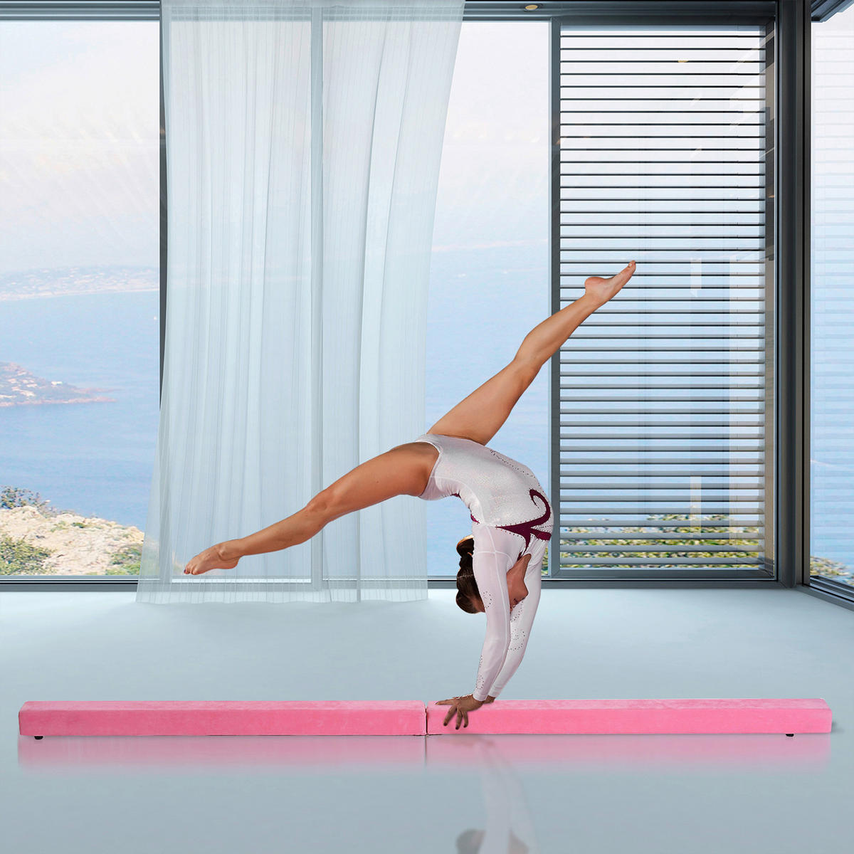 HOMCOM Fitness-Zubehör rosa Holz B/H/L: ca. 10x210x6,5 cm Schwebebalken - rosa (6,50/10,00/210,00cm) - HOMCOM
