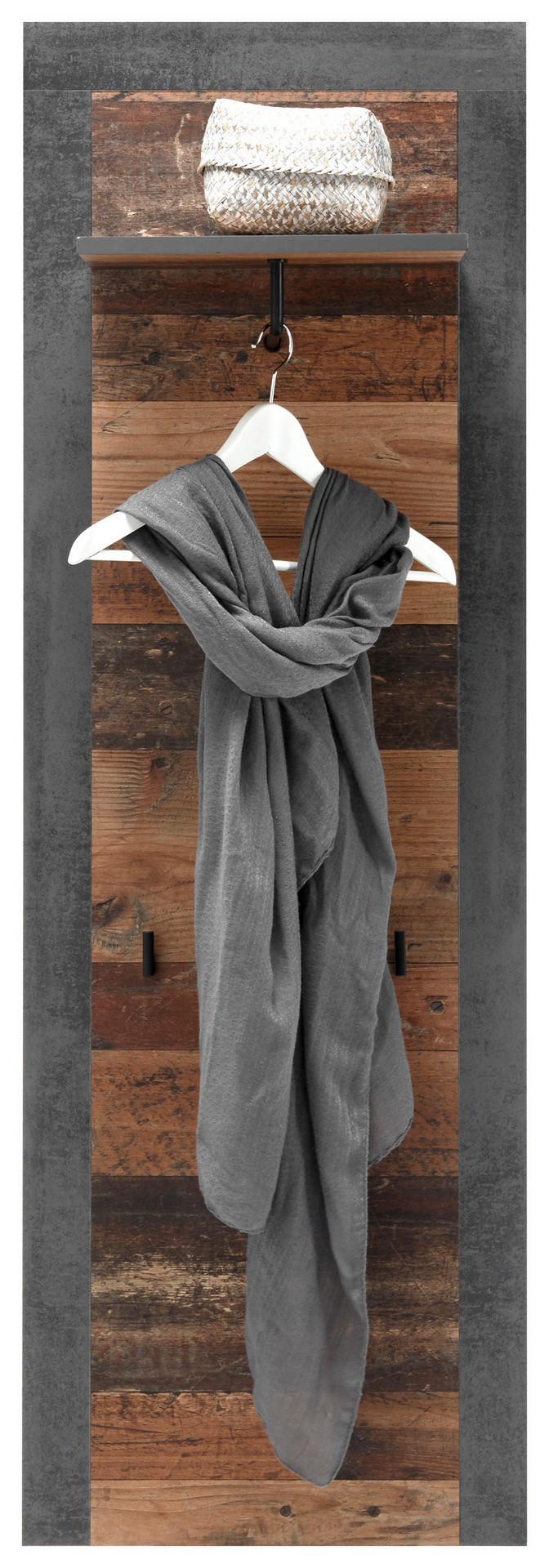 Garderobenpaneel Indiana Beton dunkel Optik Old Wood Nachbildung B/H/T: ca. 48x148x25 cm Indiana - Beton (48,00/148,00/25,00cm)