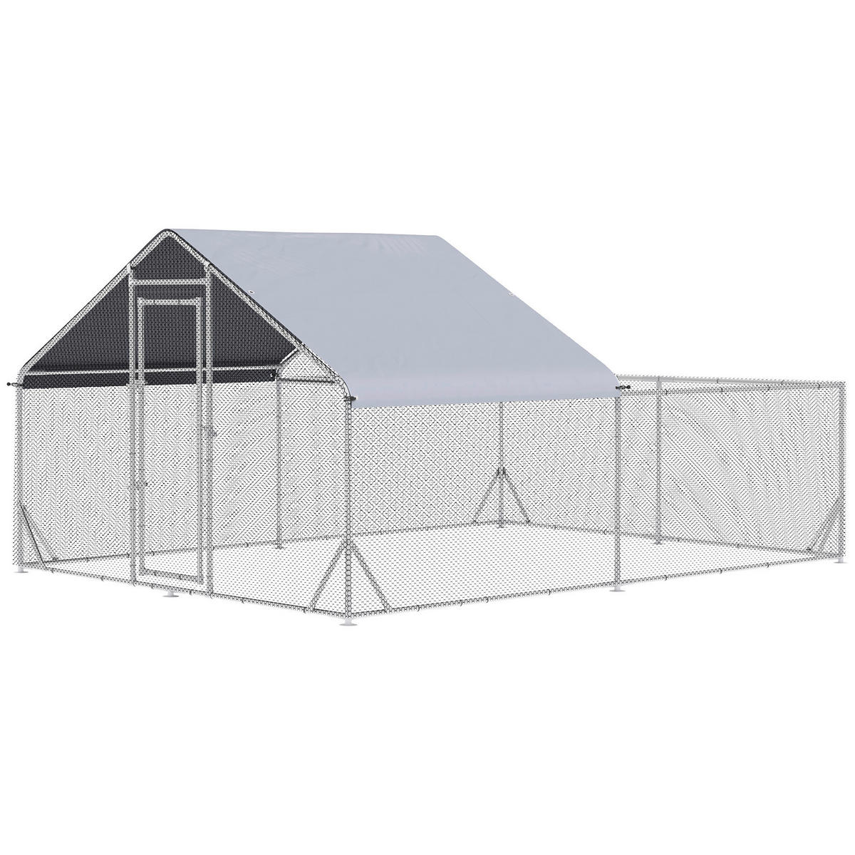PawHut Stall silber Kunststoff B/H/L: ca. 300x400x195 cm Hühnerstall - silber (195,00/300,00/400,00cm) - PawHut