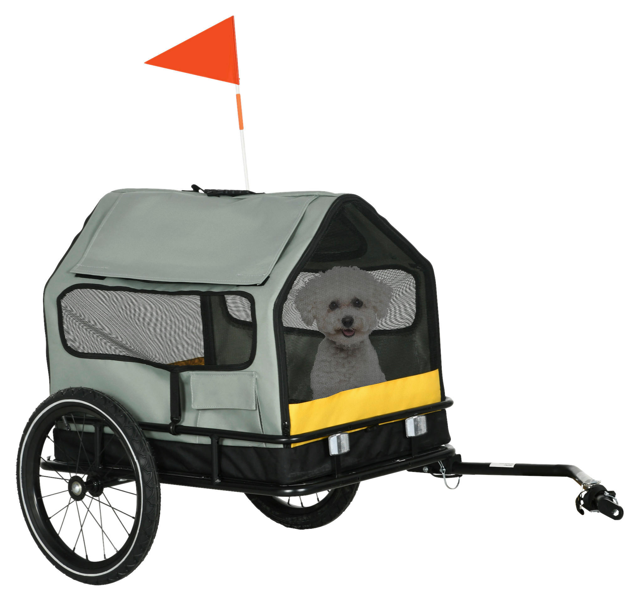 PawHut Hunde-Zubehör grau Polyester B/H/L: ca. 65x132x74 cm Hundeanhänger - grau (74,00/65,00/132,00cm) - PawHut