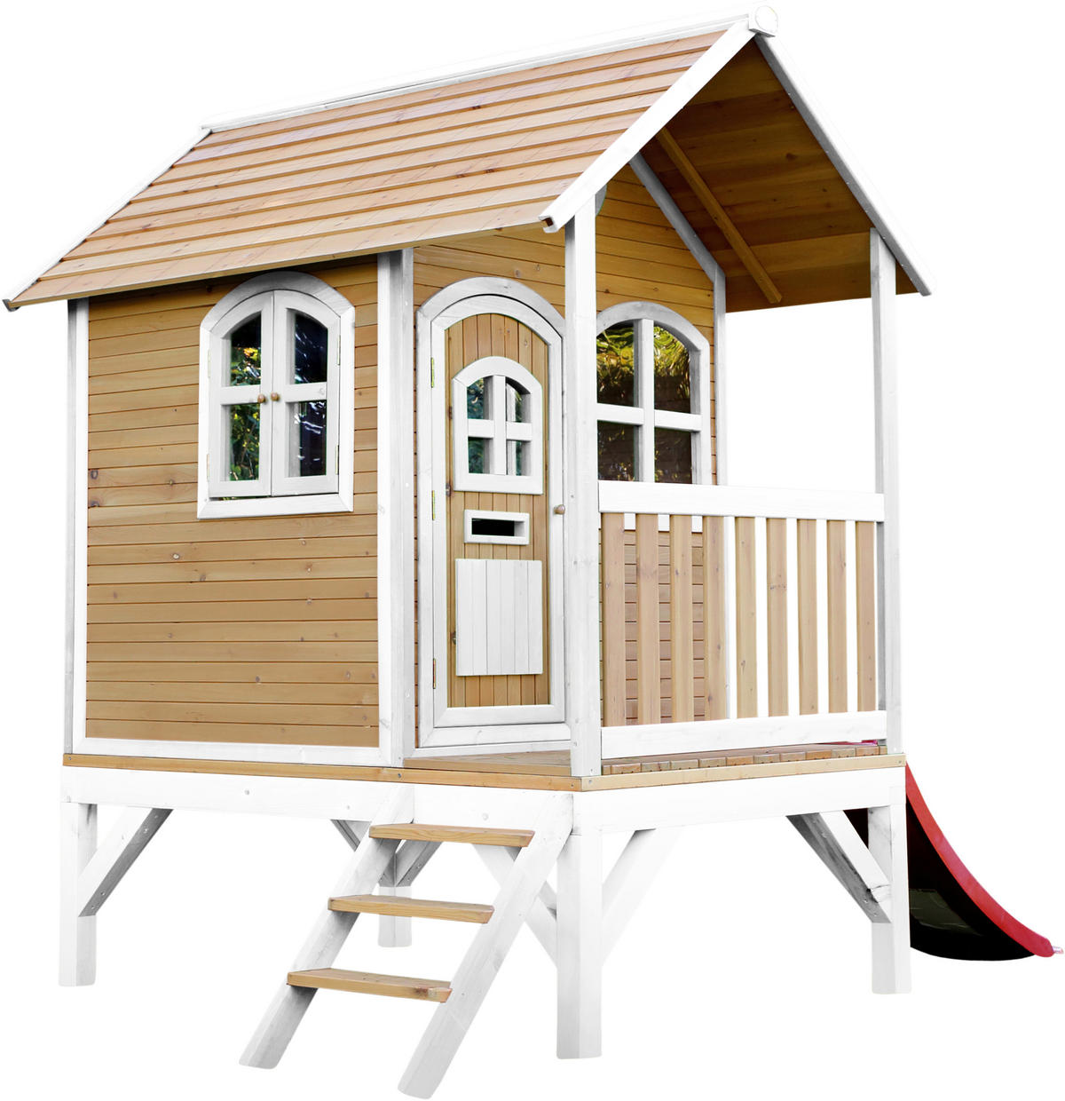 AXI Spielhaus Tom braun B/H/L: ca. 287x231x191 cm Tom - braun/weiß (191,00/287,00/231,00cm) - AXI