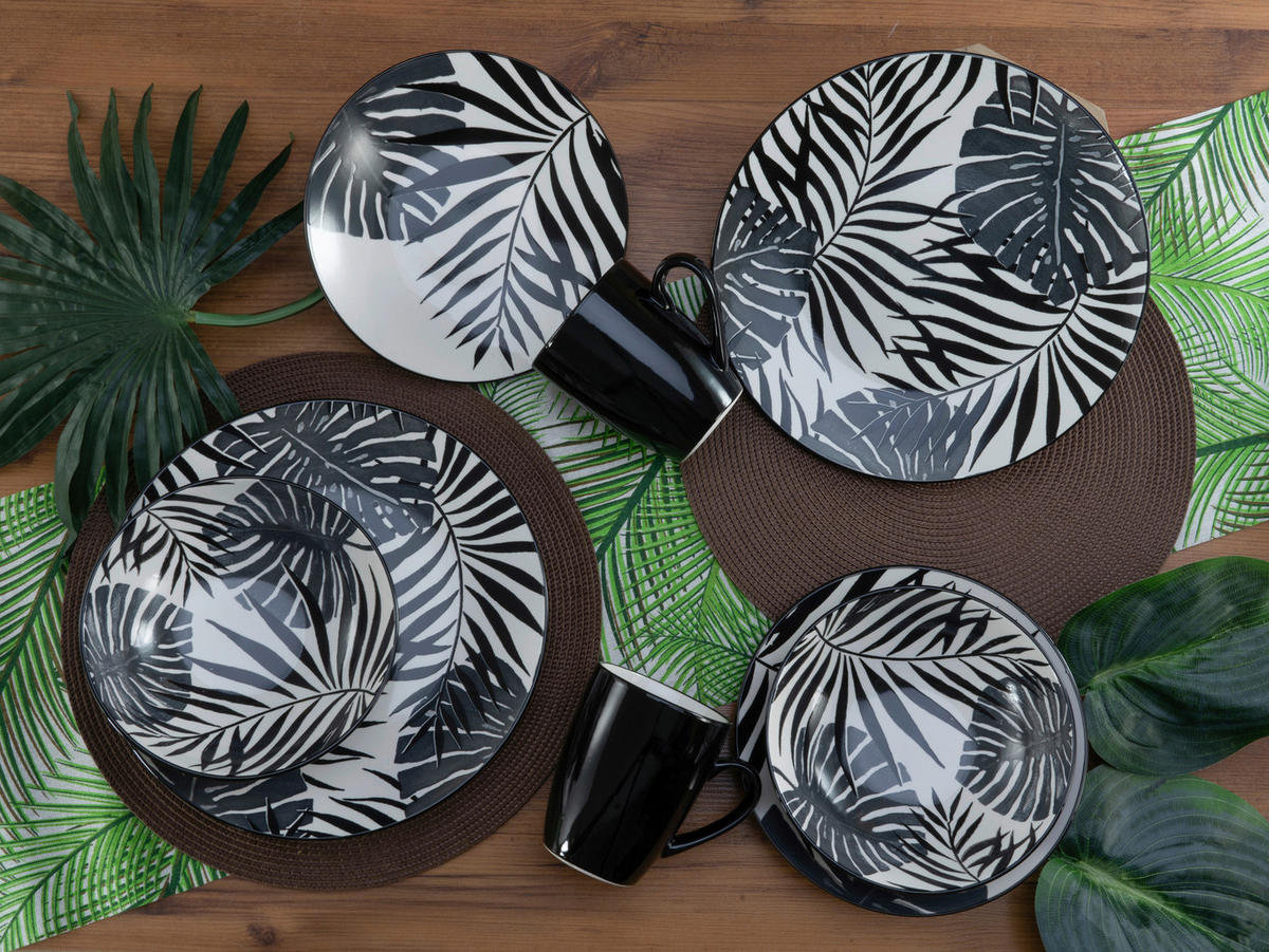 CreaTable Kombiservice TROPICANA schwarz Steinzeug 16 tlg. TROPICANA - schwarz - CreaTable