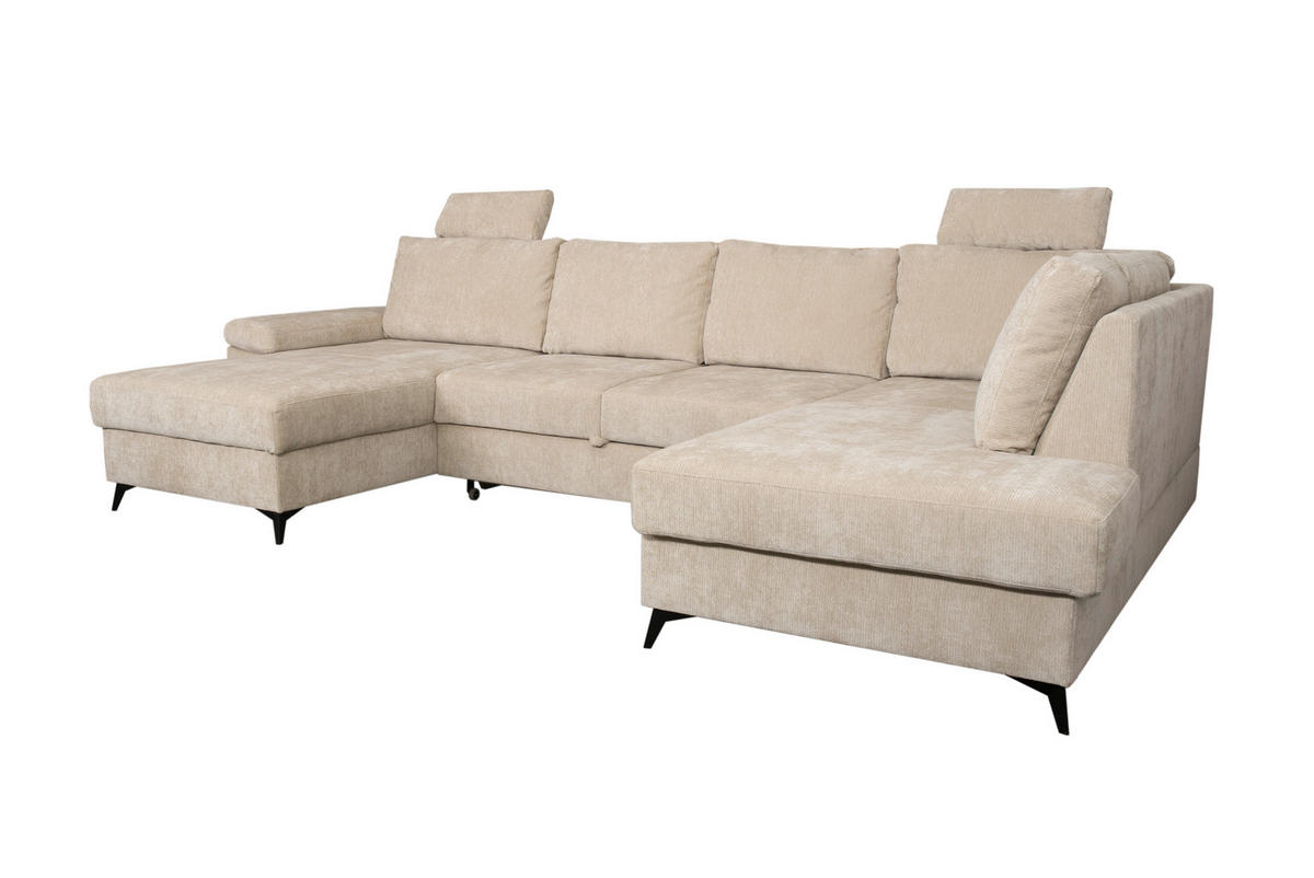 Wohnlandschaft Sara U beige Microfaser B/H/T: ca. 333x87x189 cm Sara U - beige/schwarz (333,00/87,00/189,00cm)