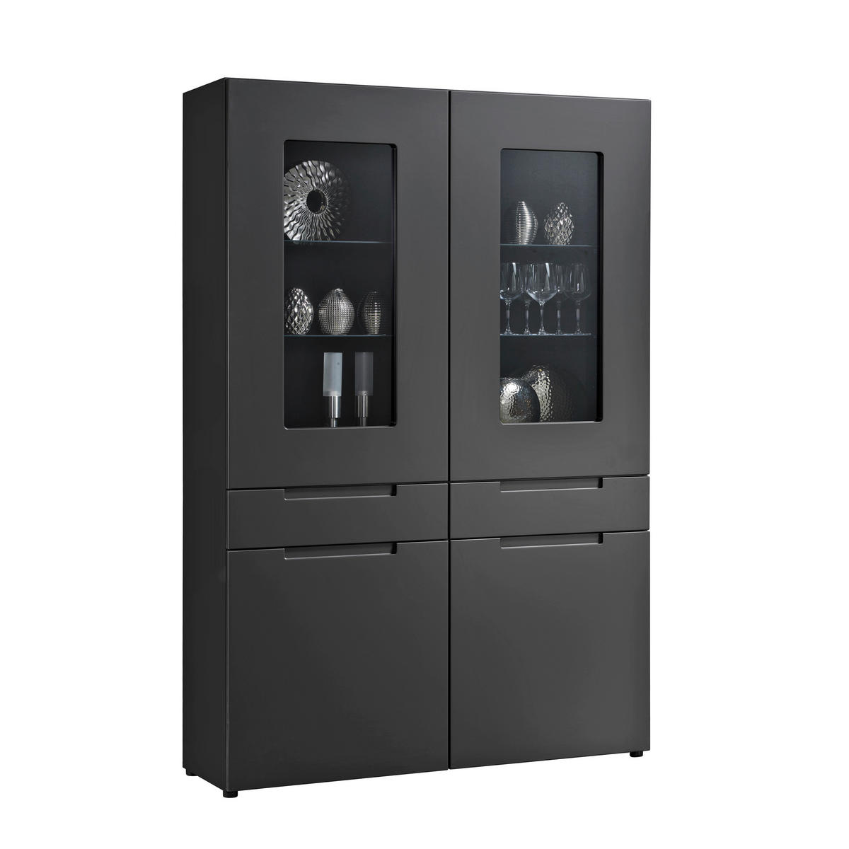 Hochschrank Mailand anthrazit matt MDF B/H/T: ca. 128x191x40 cm Mailand - anthrazit (128,00/191,00/40,00cm)