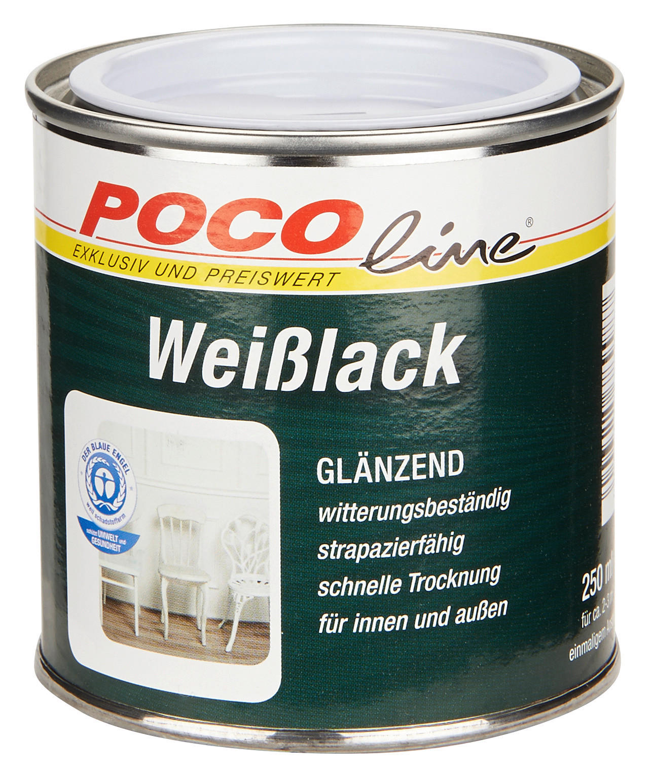 POCOline Acryl Weißlack weiß glänzend ca. 0,25 l Weißlack 250ml - weiß (250ml) - POCOline