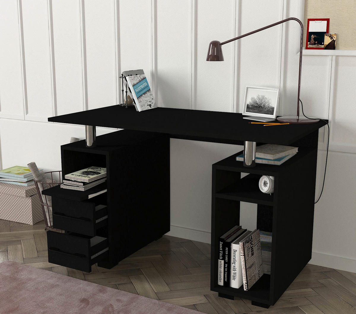 Schreibtisch Bello schwarz B/H/T: ca. 120x74x60 cm Bello - schwarz (120,00/74,00/60,00cm) - moebel17