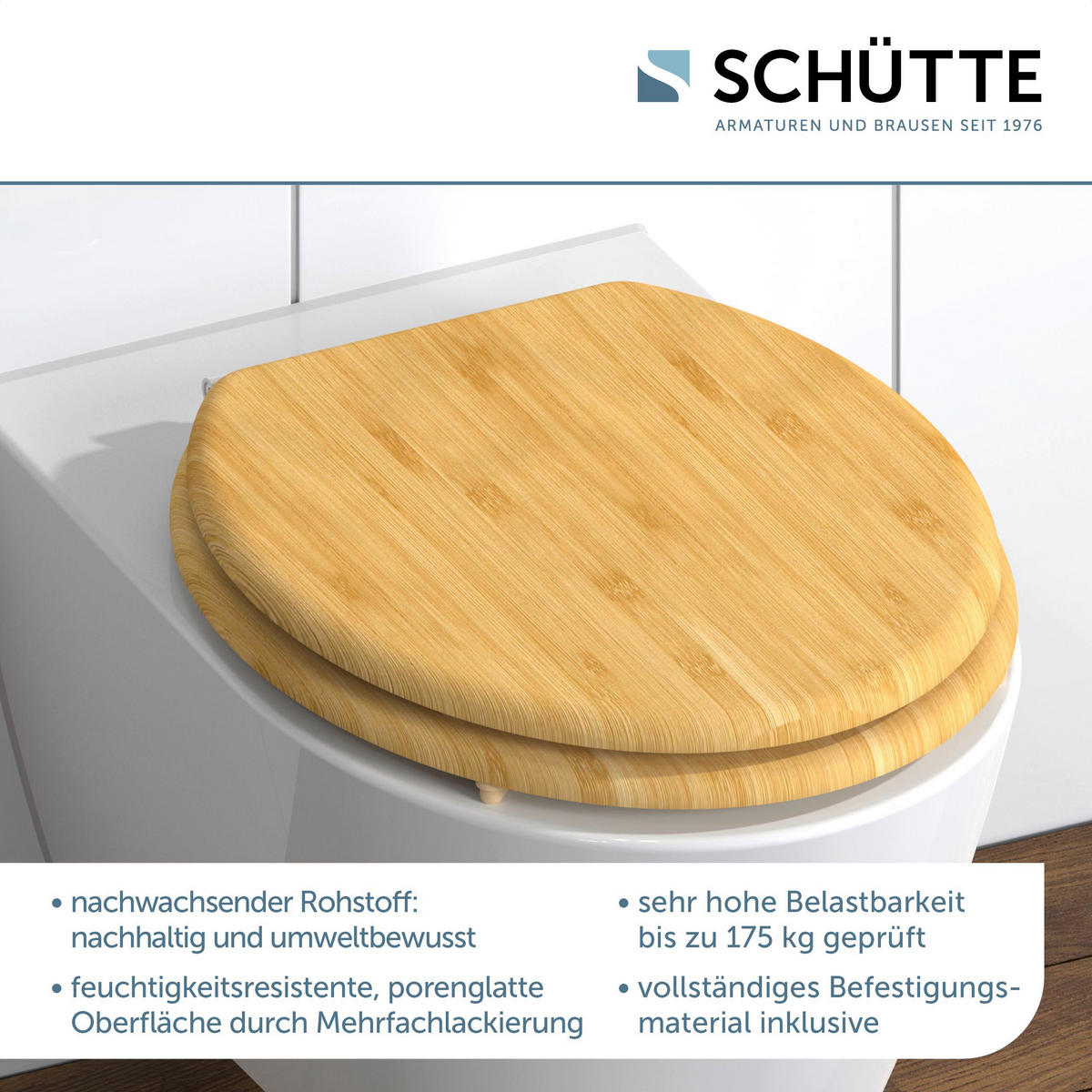 WC-Sitz NATURAL BAMBOO natur Bambus B/H/T: ca. 37,2x5,5x42,5 cm NATURAL BAMBOO - natur (37,20/5,50/42,50cm) - Schütte