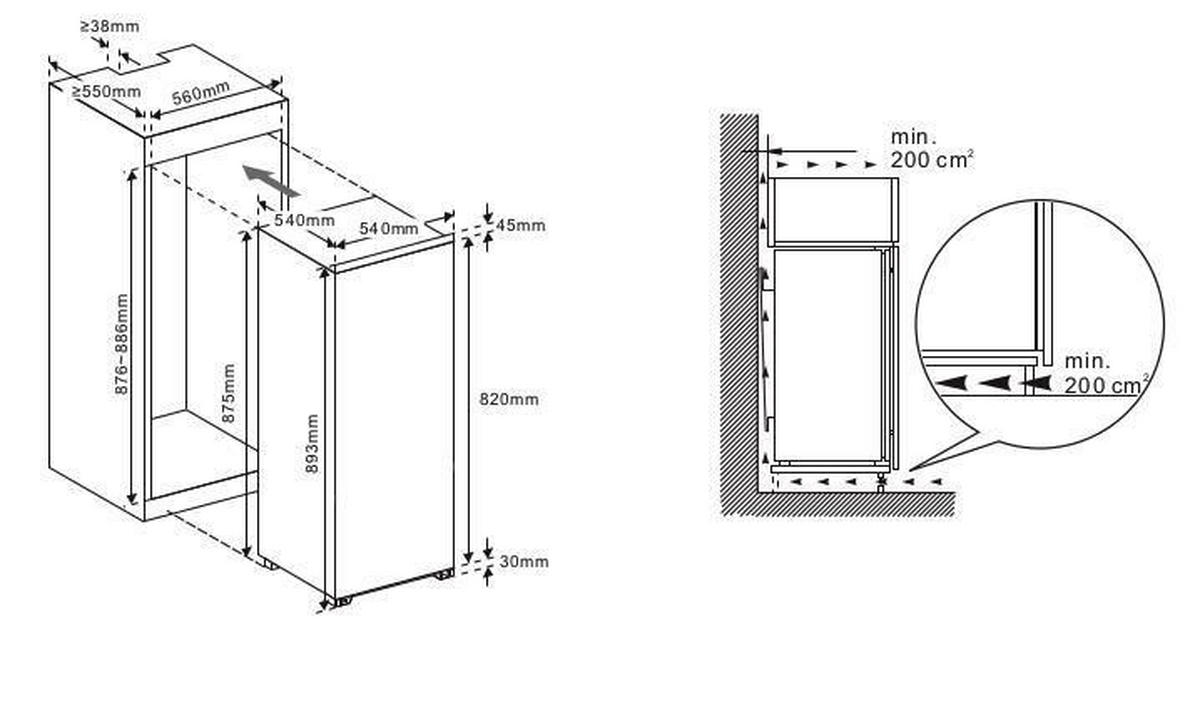 PKM-Möbel Einbaukühlschrank KS 120.4 A++ EB B/H/T: ca. 54x87x54 cm KS 120.4 A++ EB - (54,00/87,00/54,00cm) - PKM-Möbel
