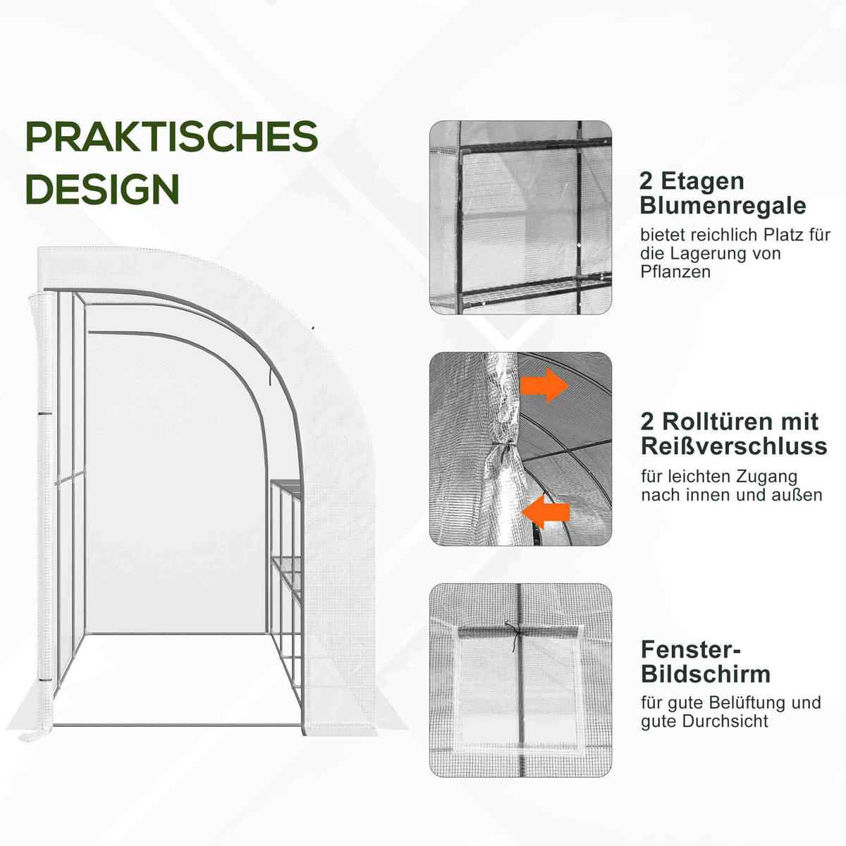 Outsunny Gewächshaus B/H/L: ca. 150x213x300 cm Gewächshaus - weiß (300,00/150,00/213,00cm) - Outsunny