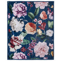 Wohndecke Fiori Polysamt Fiori - blau (130,00/160,00cm) - Descanso