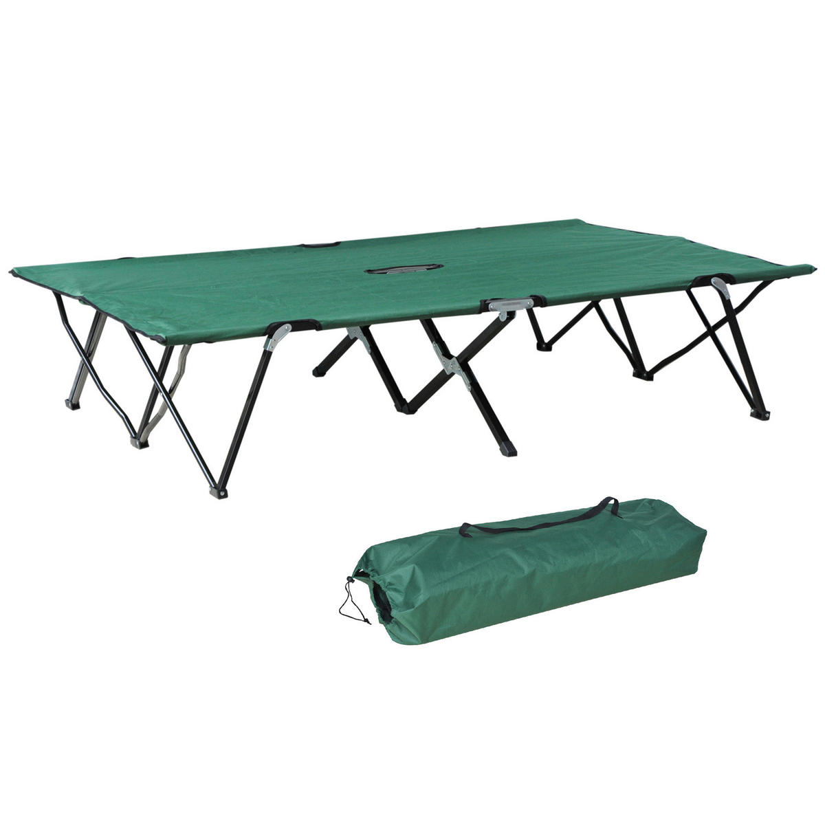 Outsunny Campingartikel B/H/L: ca. 125x193x40 cm Feldbett - schwarz/grün (40,00/125,00/193,00cm) - Outsunny