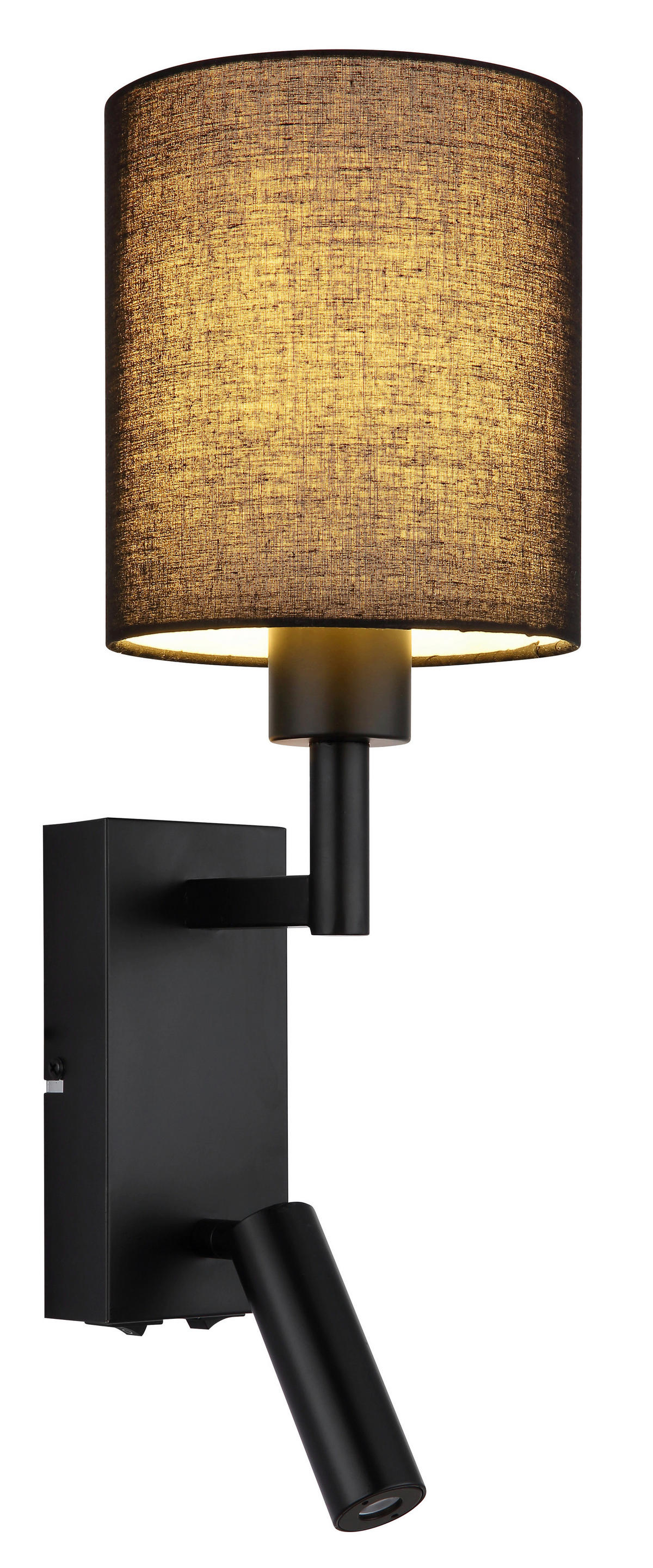 GLOBO Wandleuchte schwarz Metall B/H/L: ca. 17x45,5x15 cm E27 2 Brennstellen Zamora - schwarz (15,00/17,00/45,50cm) - GLOBO